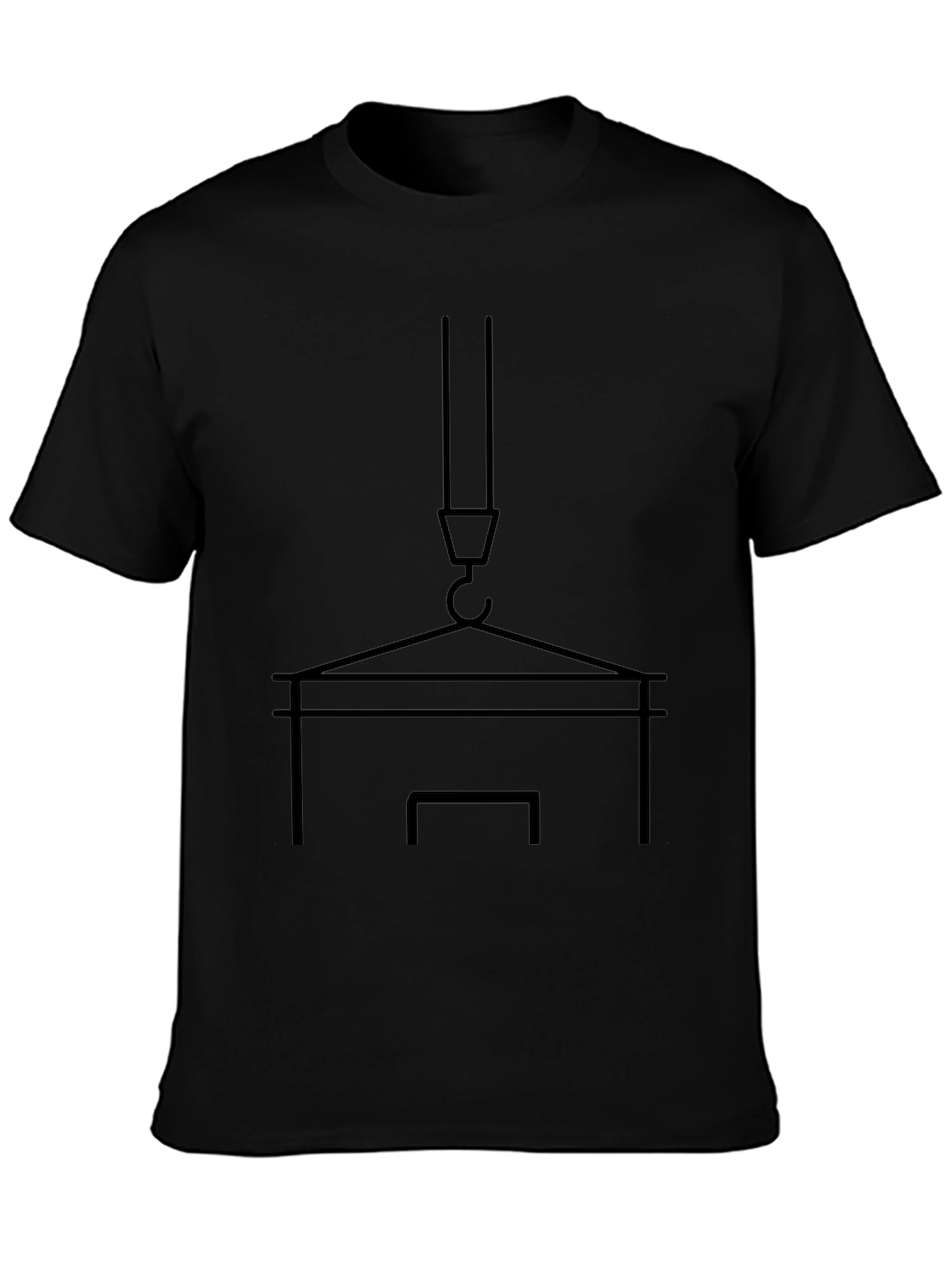 Construction Crane T-Shirt - Black Minimalist Design
