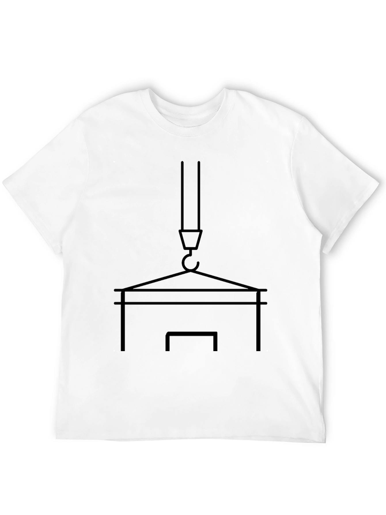 Construction Crane T-Shirt - Black Minimalist Design