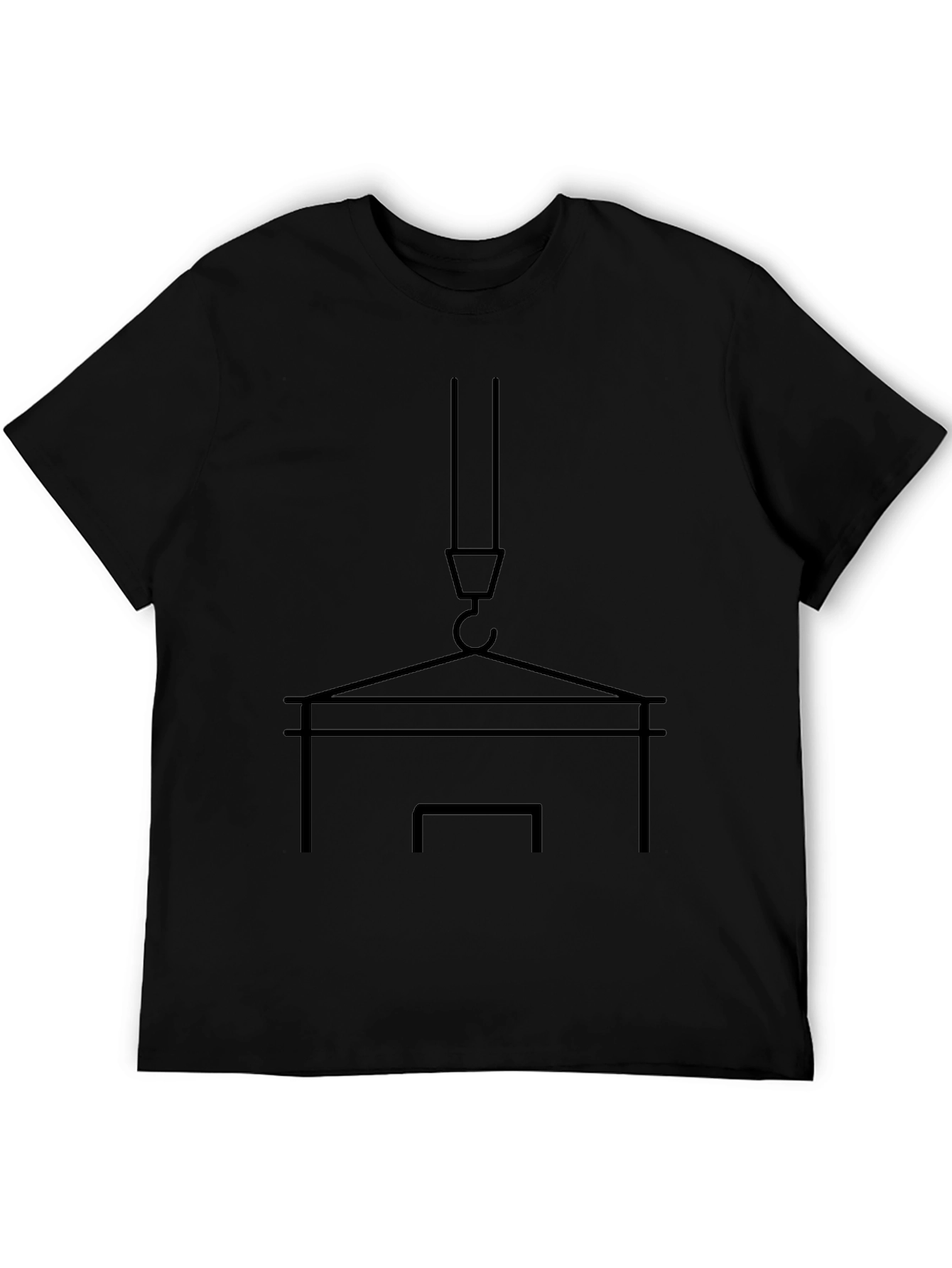 Construction Crane T-Shirt - Black Minimalist Design