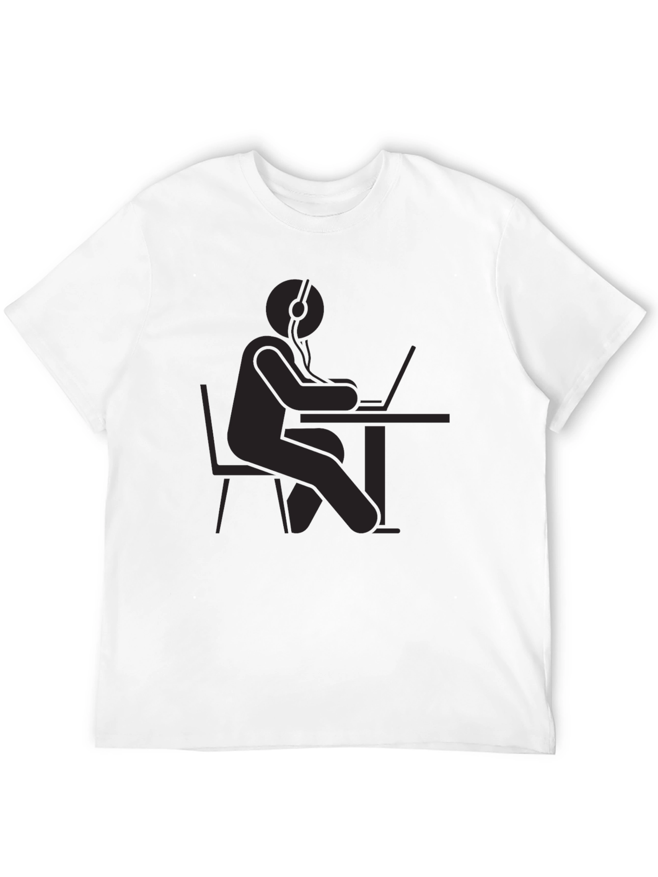 Black T-Shirt - Gamer at Desk Graphic Tee