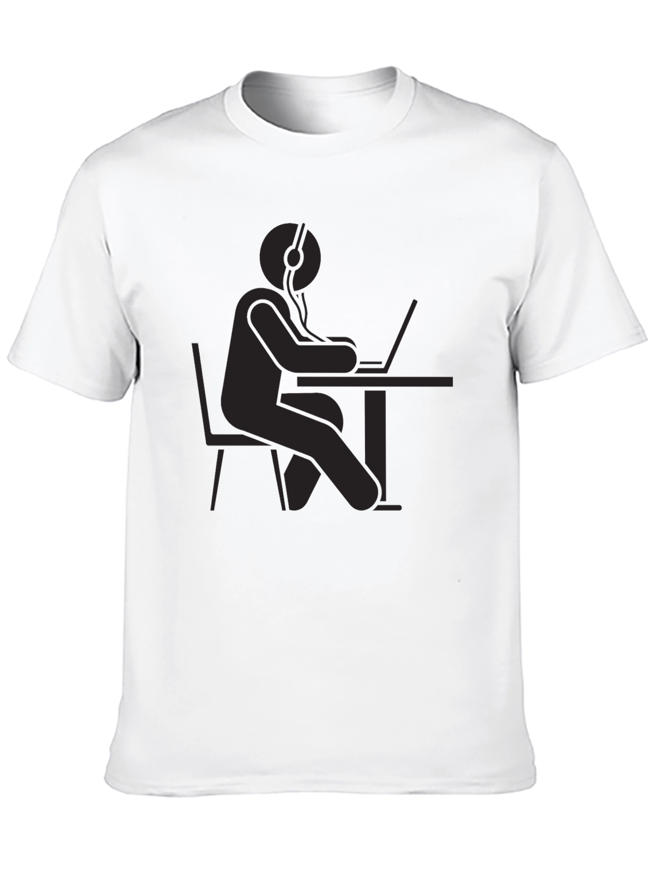 Black T-Shirt - Gamer at Desk Graphic Tee