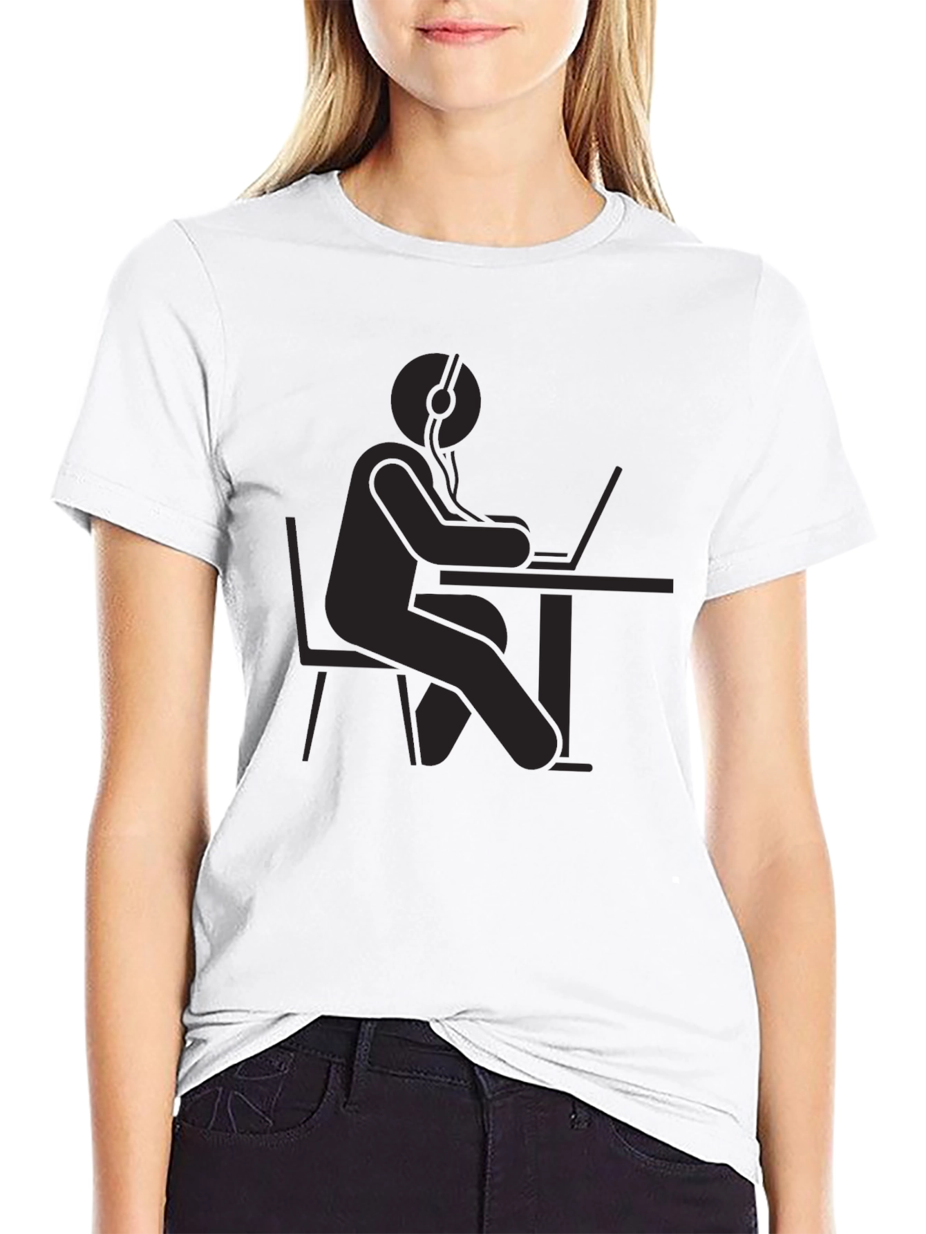 Black T-Shirt - Gamer at Desk Graphic Tee