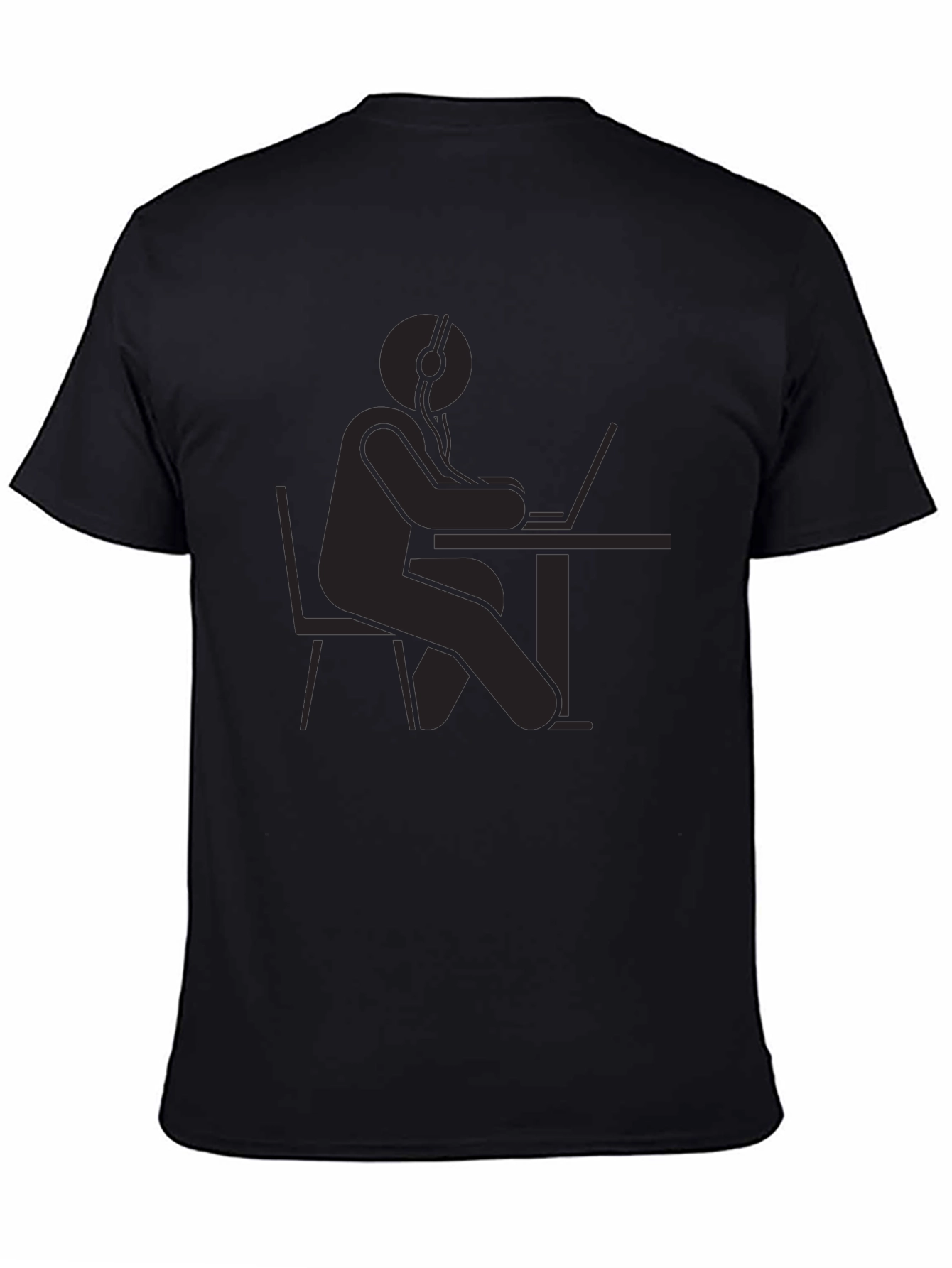 Black T-Shirt - Gamer at Desk Graphic Tee