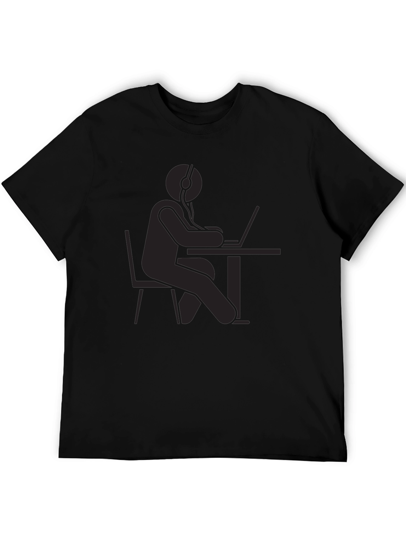 Black T-Shirt - Gamer at Desk Graphic Tee