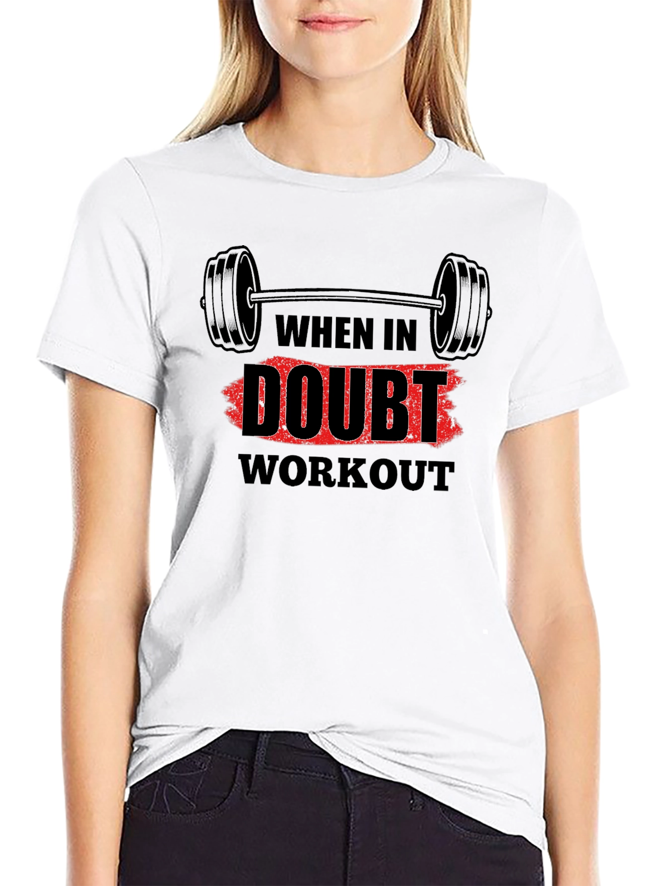 When in Doubt Workout Black Graphic Tee