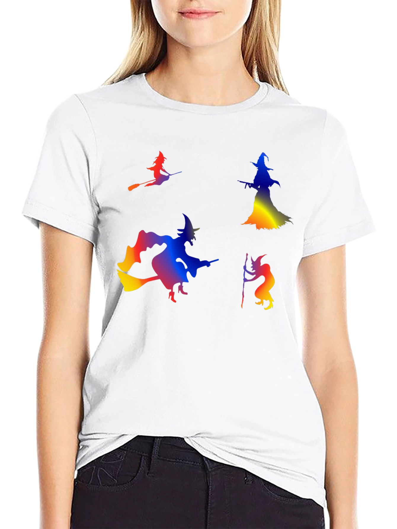 Halloween Witches Graphic Tee - Black