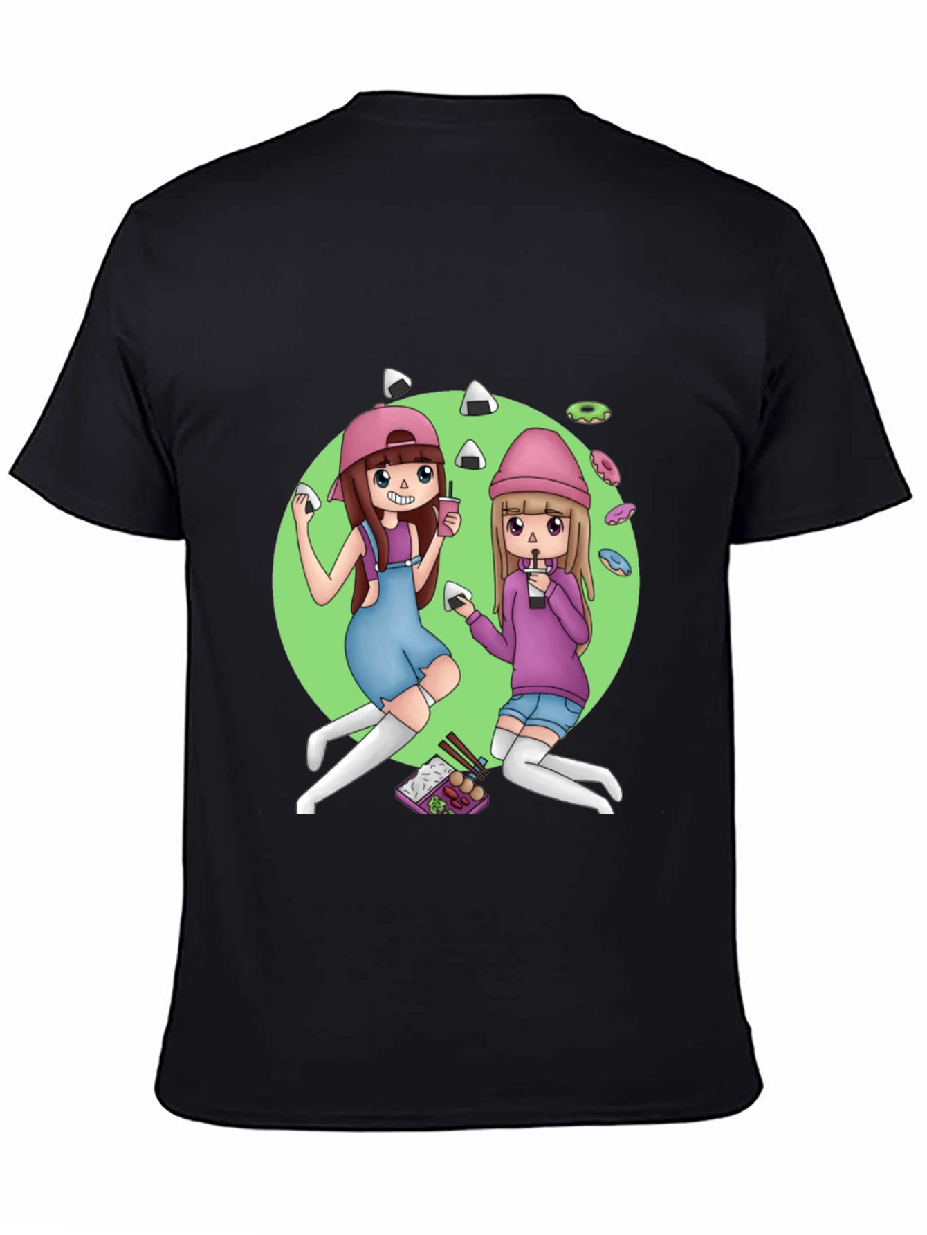 Anime Girls T-Shirt - Black Graphic Tee