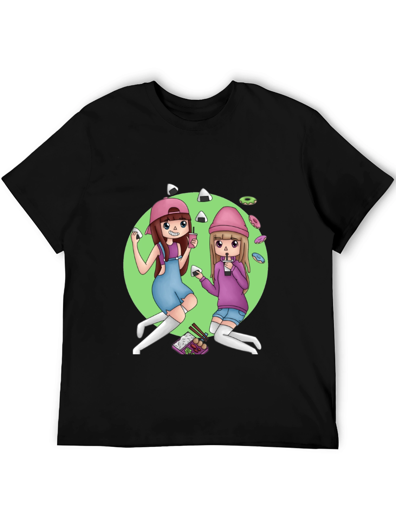 Anime Girls T-Shirt - Black Graphic Tee