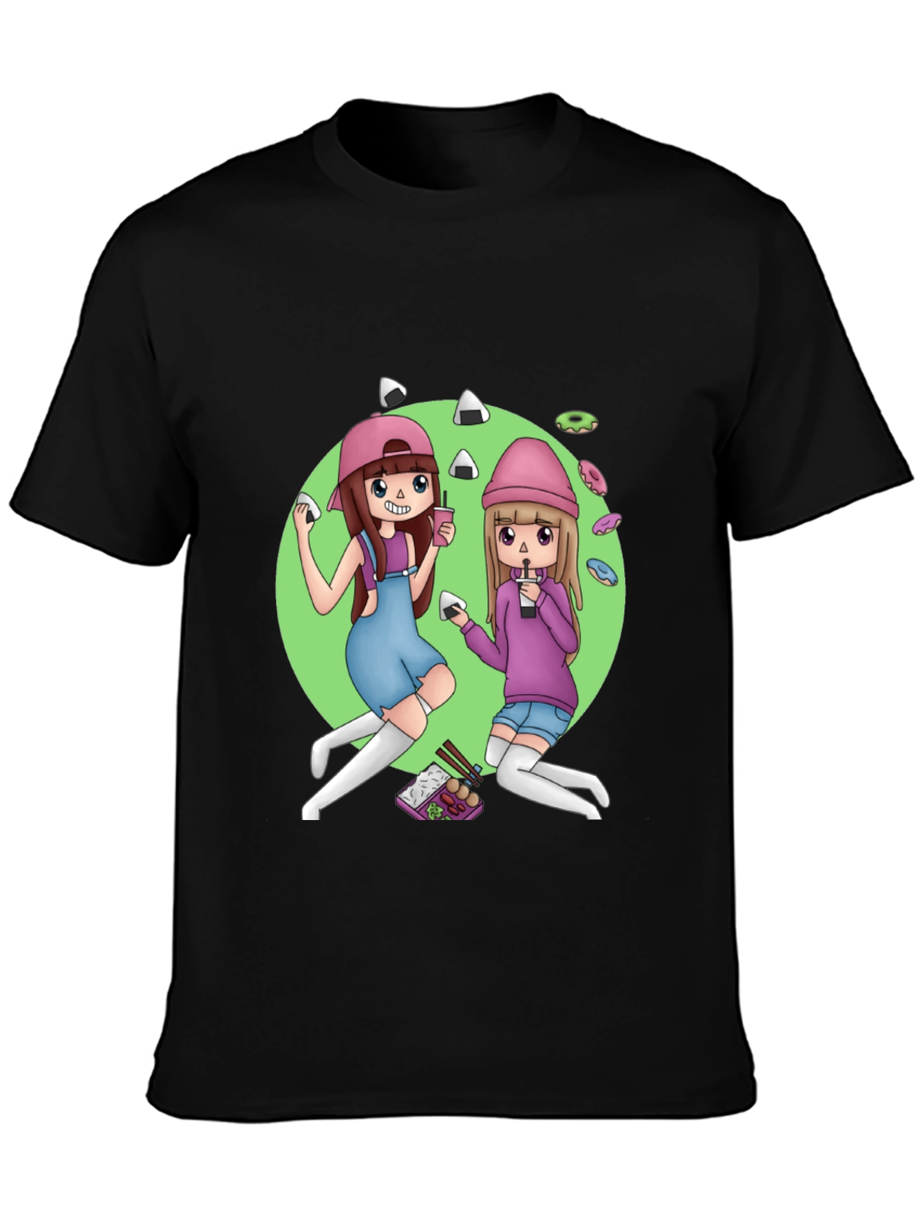 Anime Girls T-Shirt - Black Graphic Tee