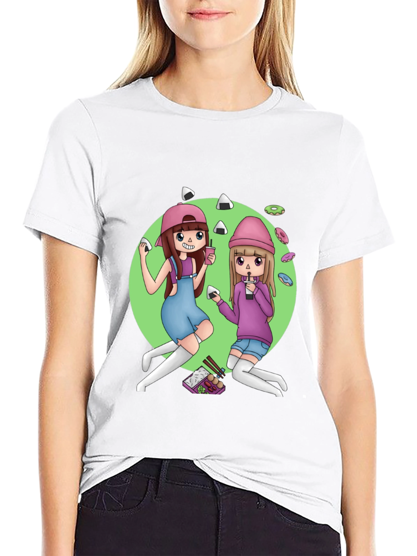 Anime Girls T-Shirt - Black Graphic Tee