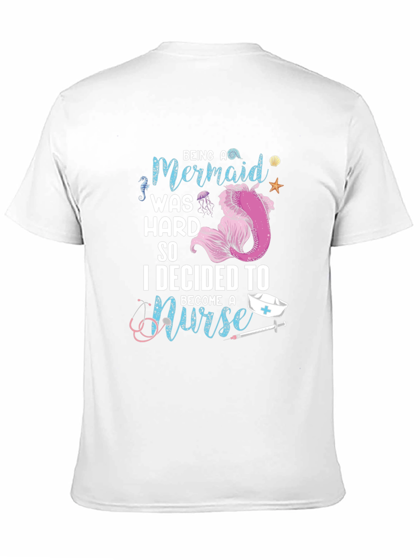 Mermaid Nurse Graphic Tee - Novelty T-Shirt