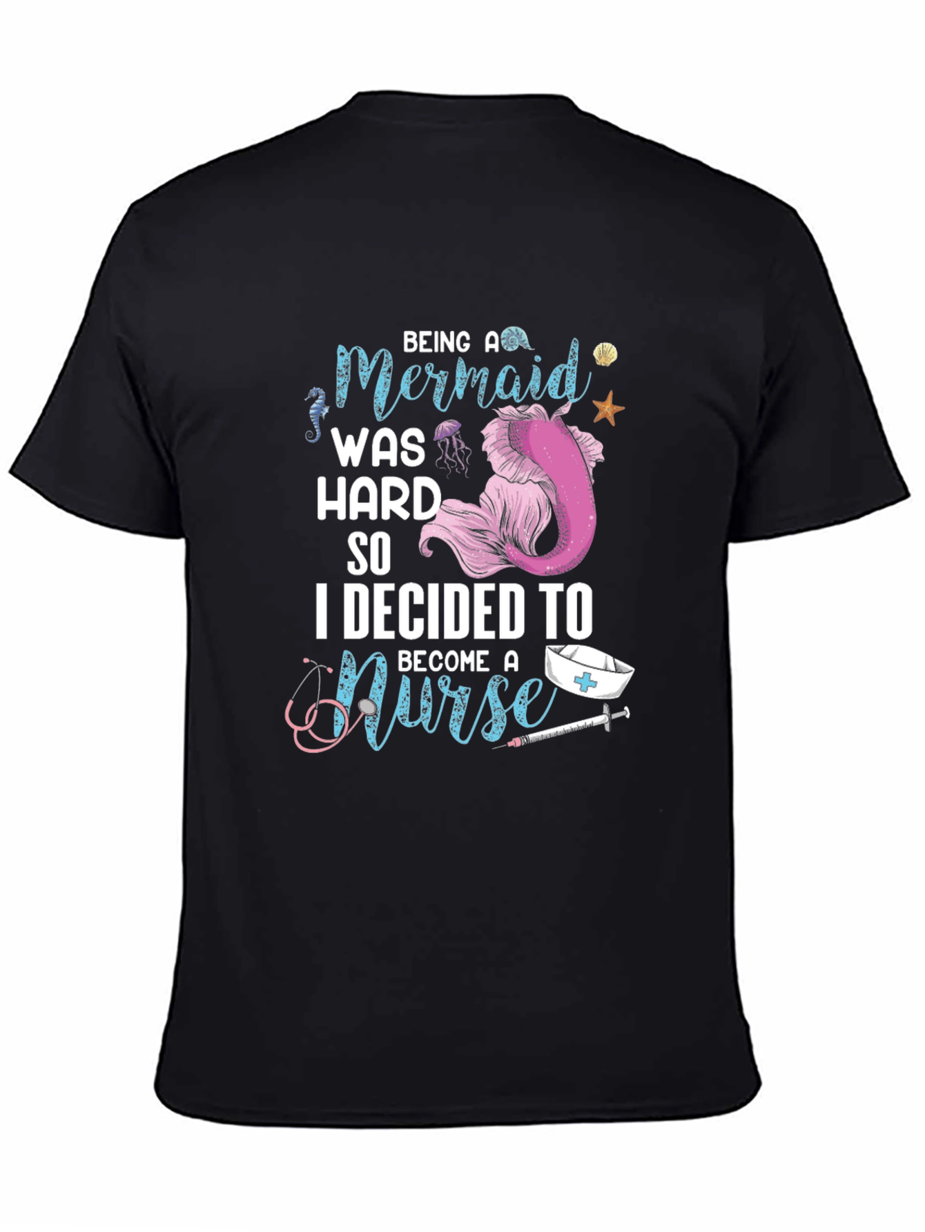 Mermaid Nurse Graphic Tee - Novelty T-Shirt