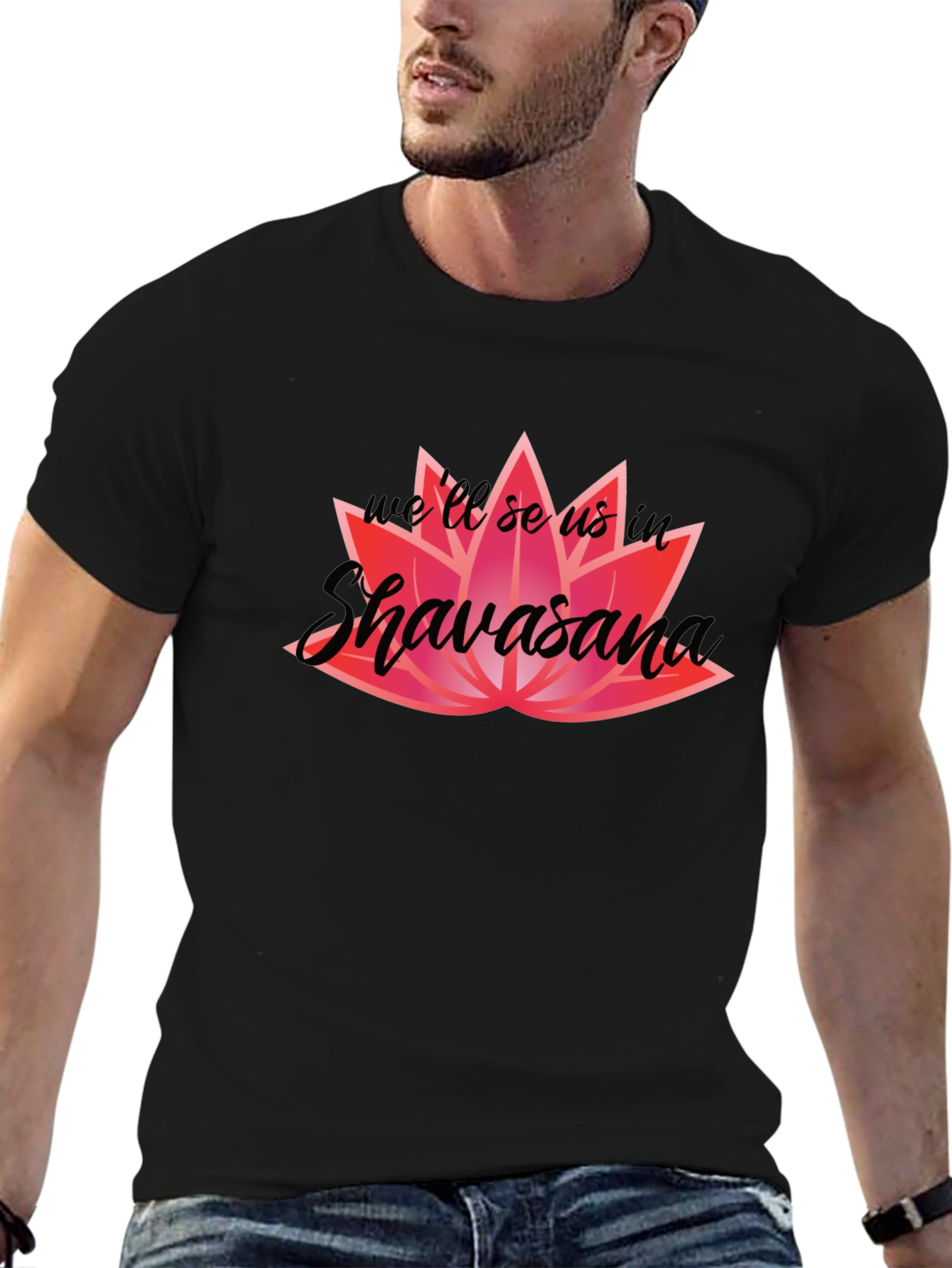 Shavasana Lotus Graphic Black T-Shirt
