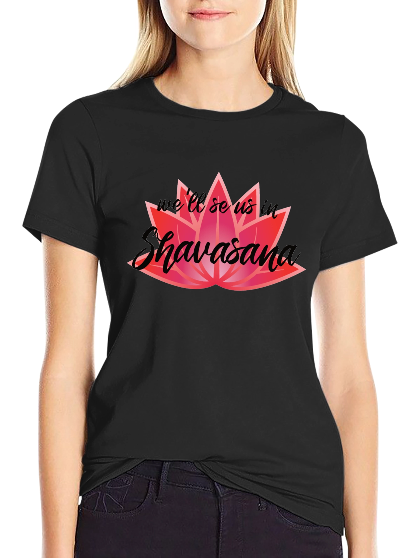 Shavasana Lotus Graphic Black T-Shirt