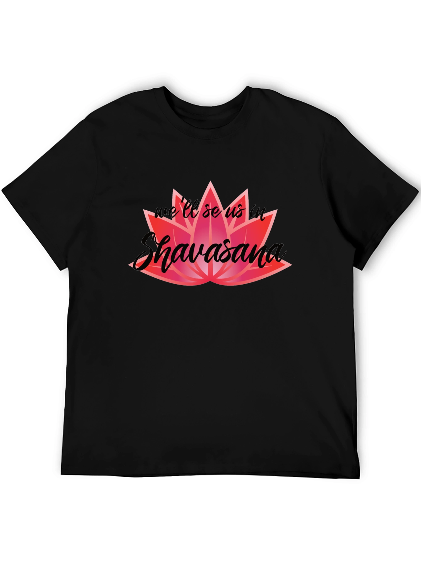 Shavasana Lotus Graphic Black T-Shirt