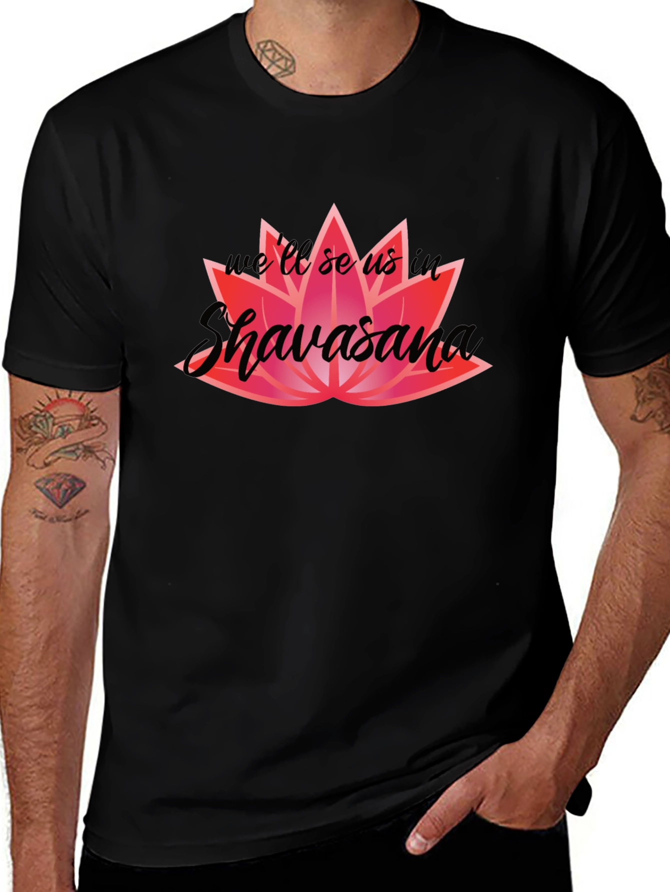 Shavasana Lotus Graphic Black T-Shirt
