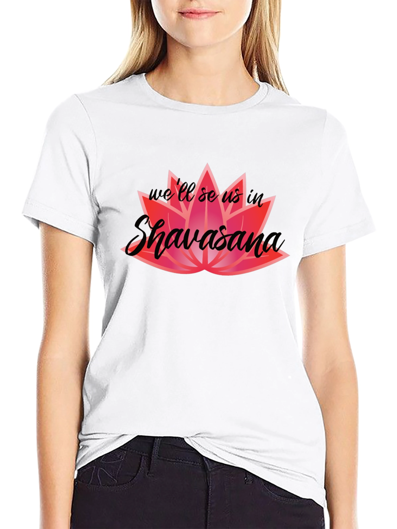 Shavasana Lotus Graphic Black T-Shirt
