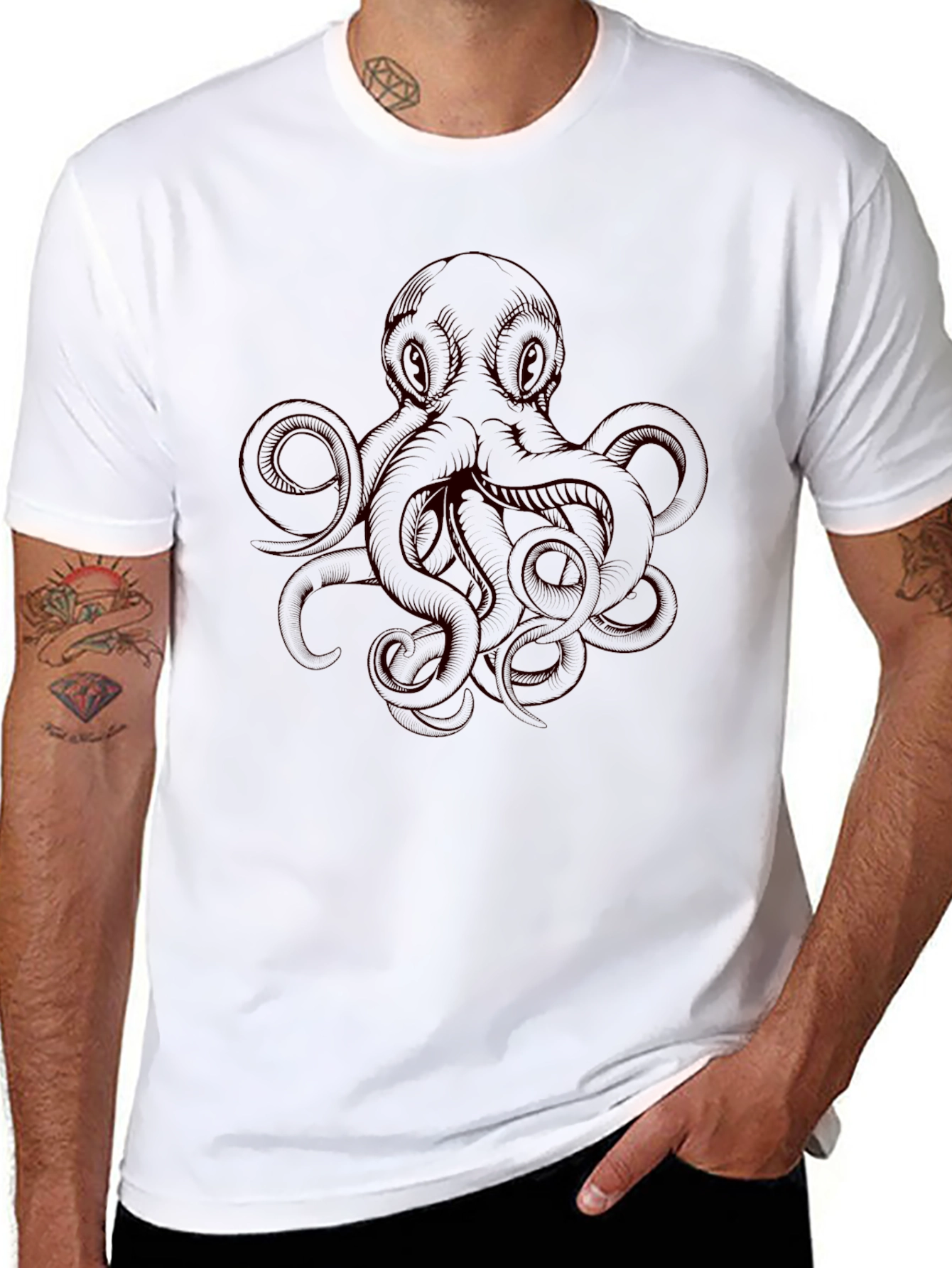 Mens Octopus Graphic T-Shirt - Black
