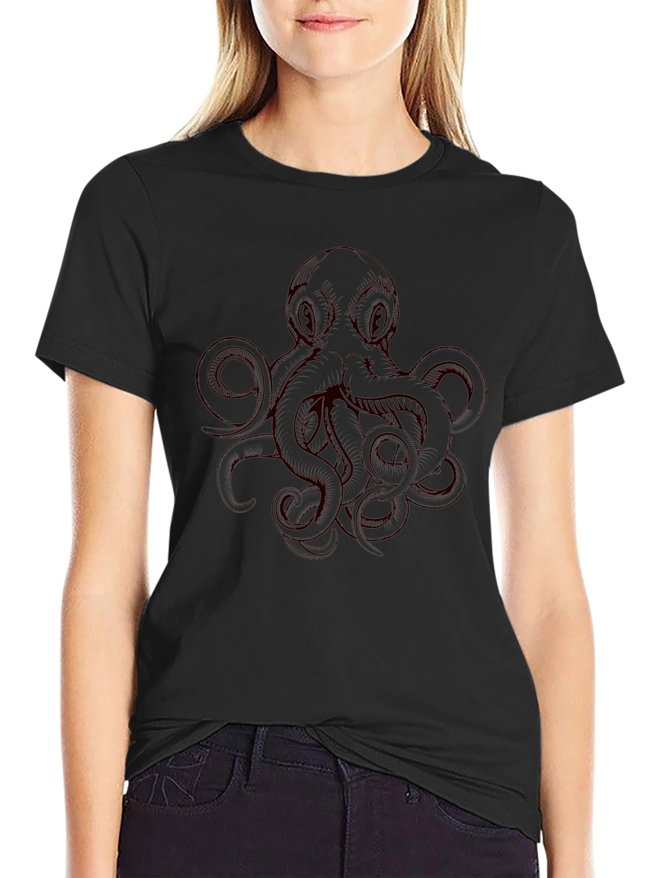 Mens Octopus Graphic T-Shirt - Black