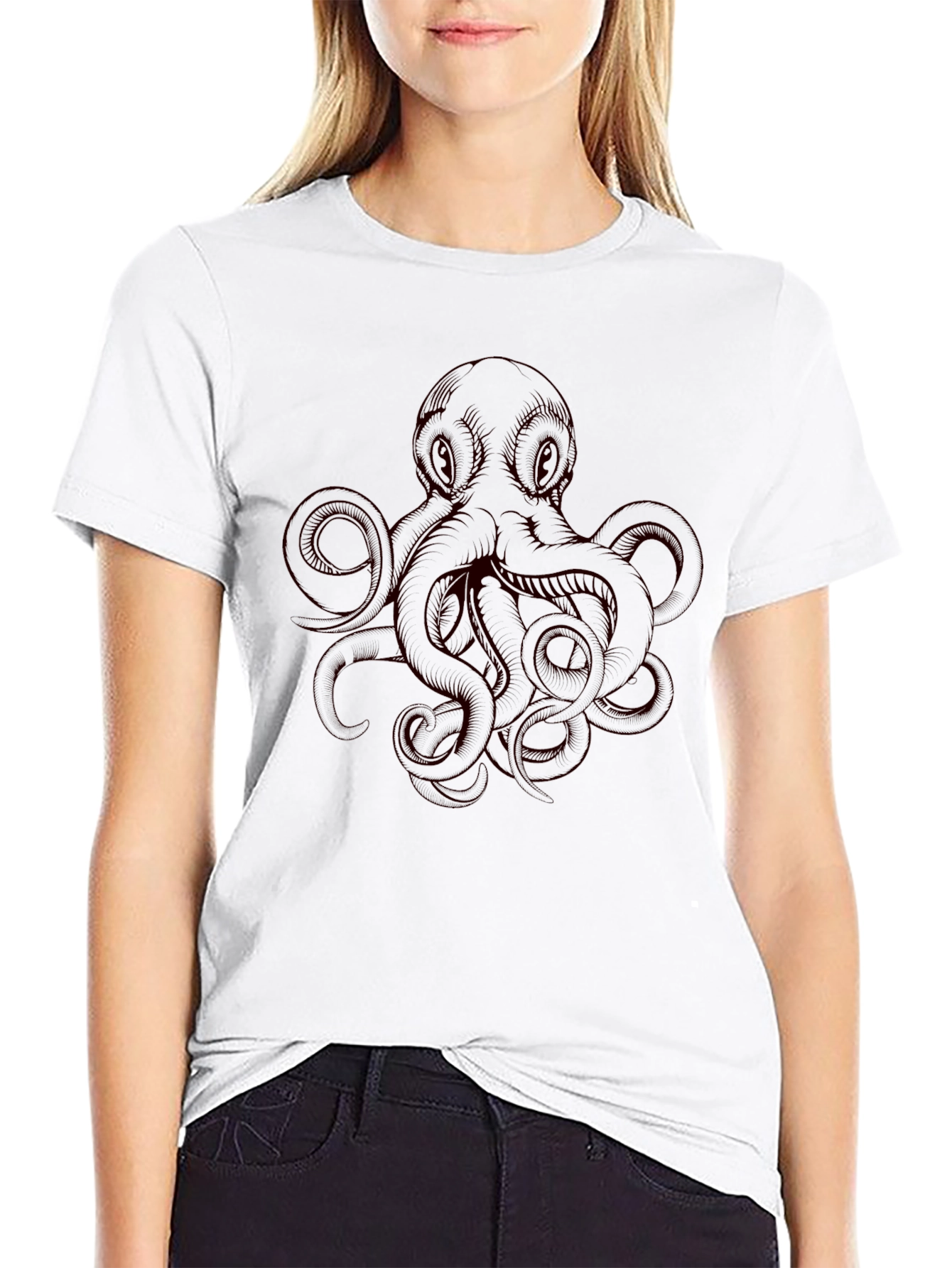Mens Octopus Graphic T-Shirt - Black
