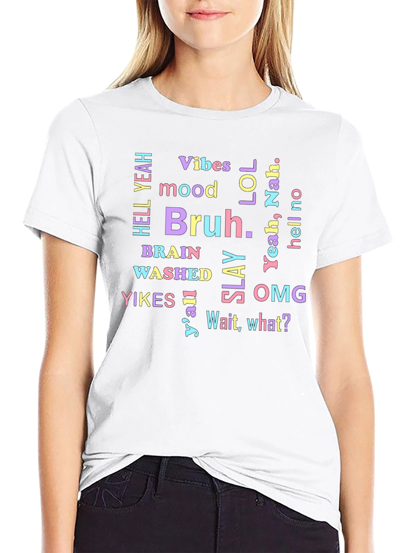 Vibes Bruh Graphic Tee - Trendy Slogan T-Shirt