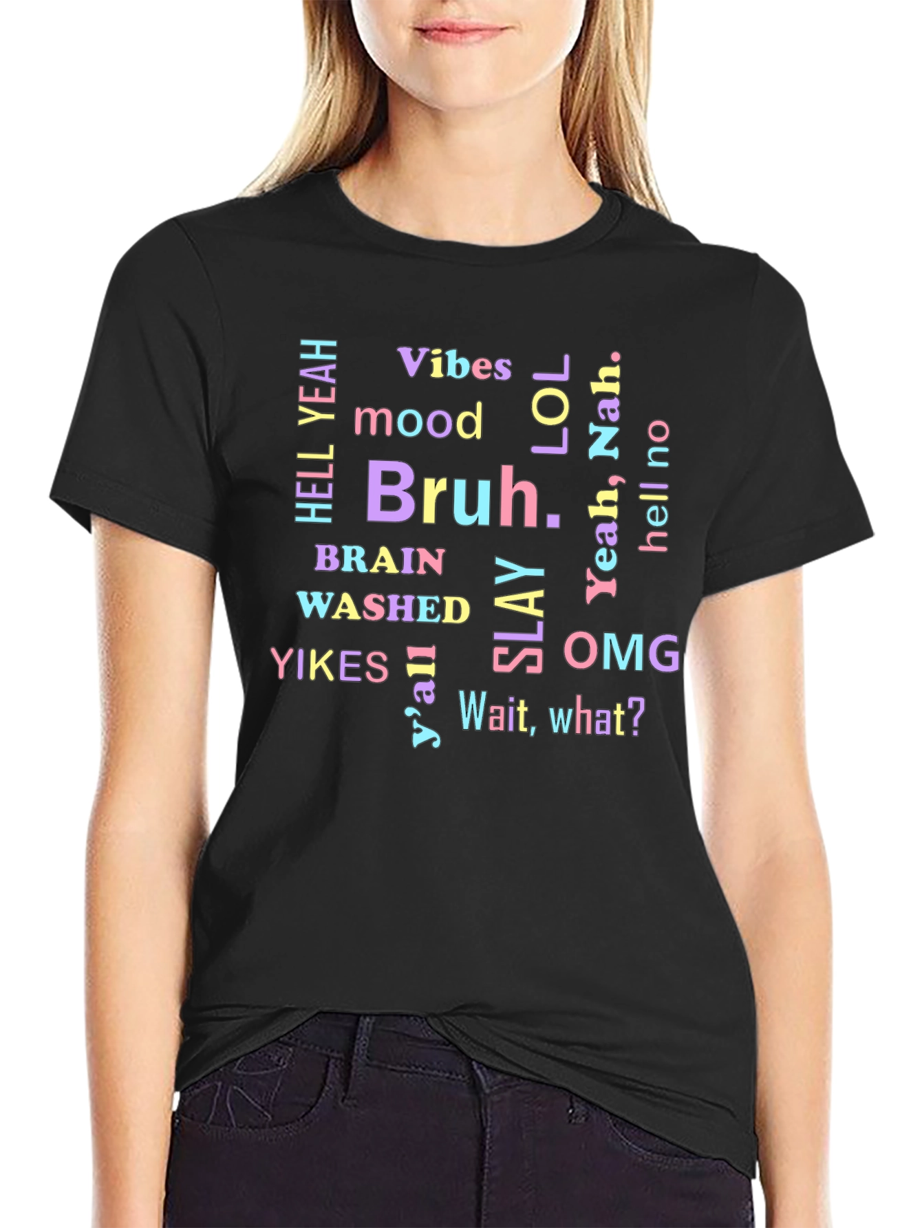 Vibes Bruh Graphic Tee - Trendy Slogan T-Shirt