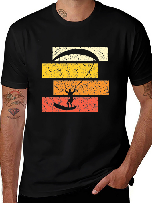 Retro Kitesurfing Graphic Tee - Black