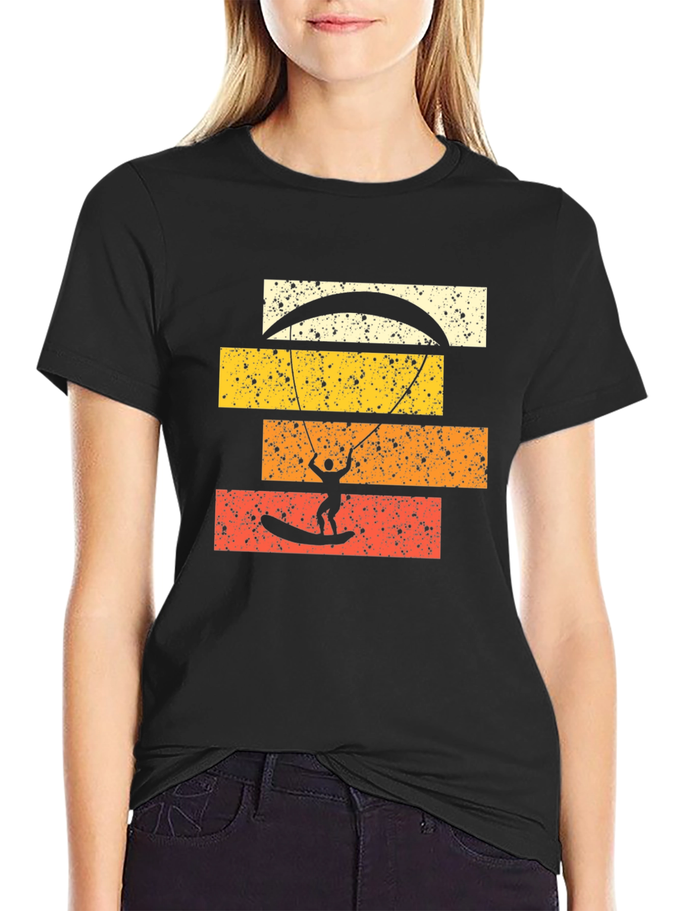 Retro Kitesurfing Graphic Tee - Black