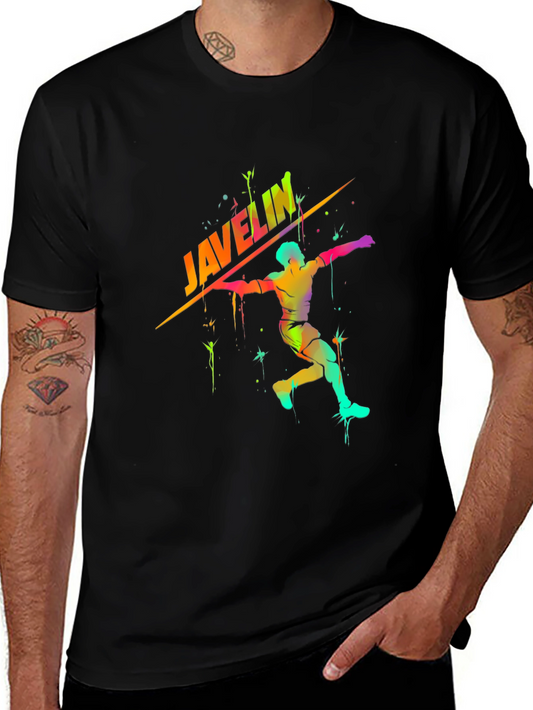 Javelin Thrower Graphic Tee - Sporty Black T-Shirt