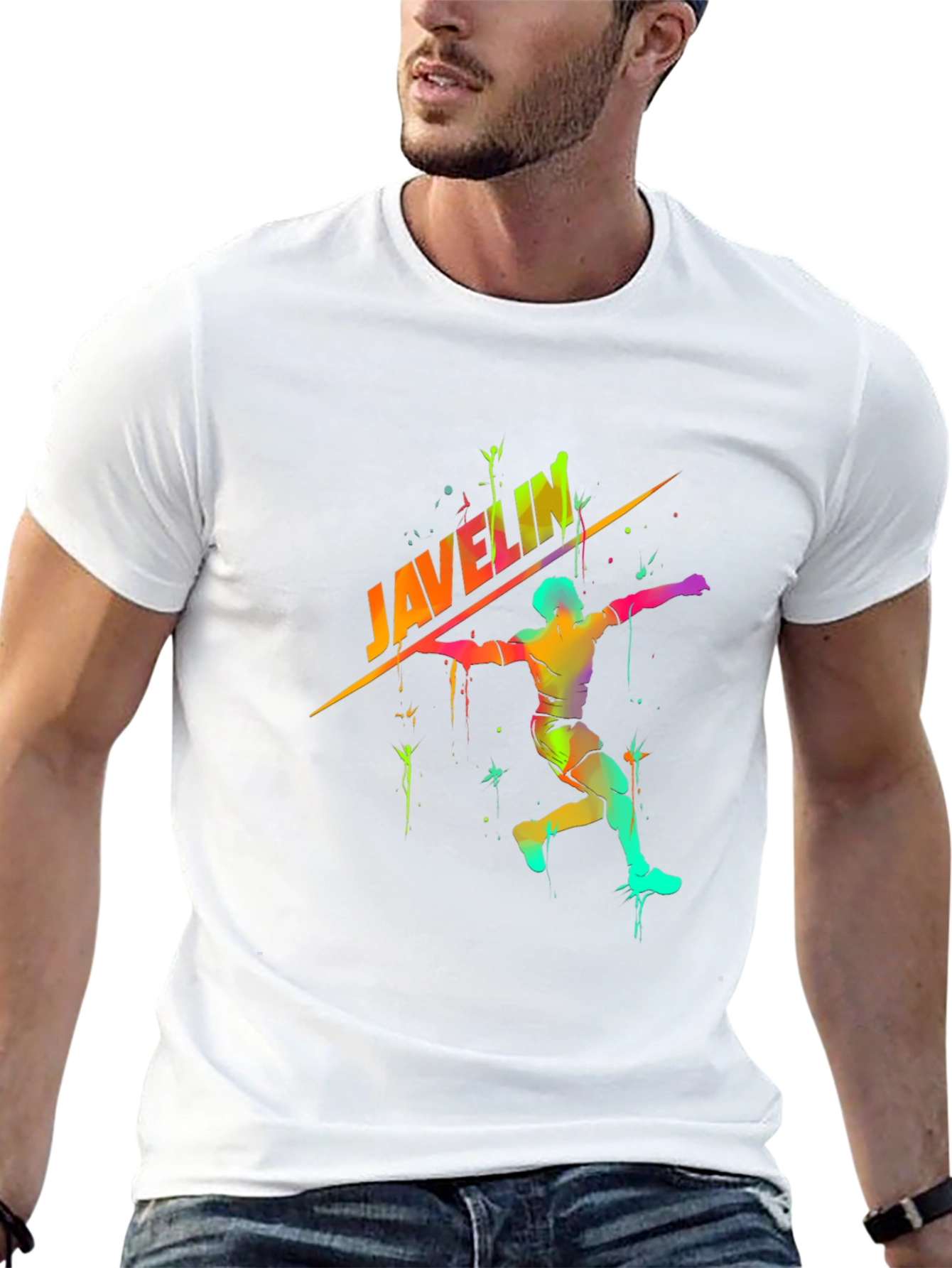 Javelin Thrower Graphic Tee - Sporty Black T-Shirt