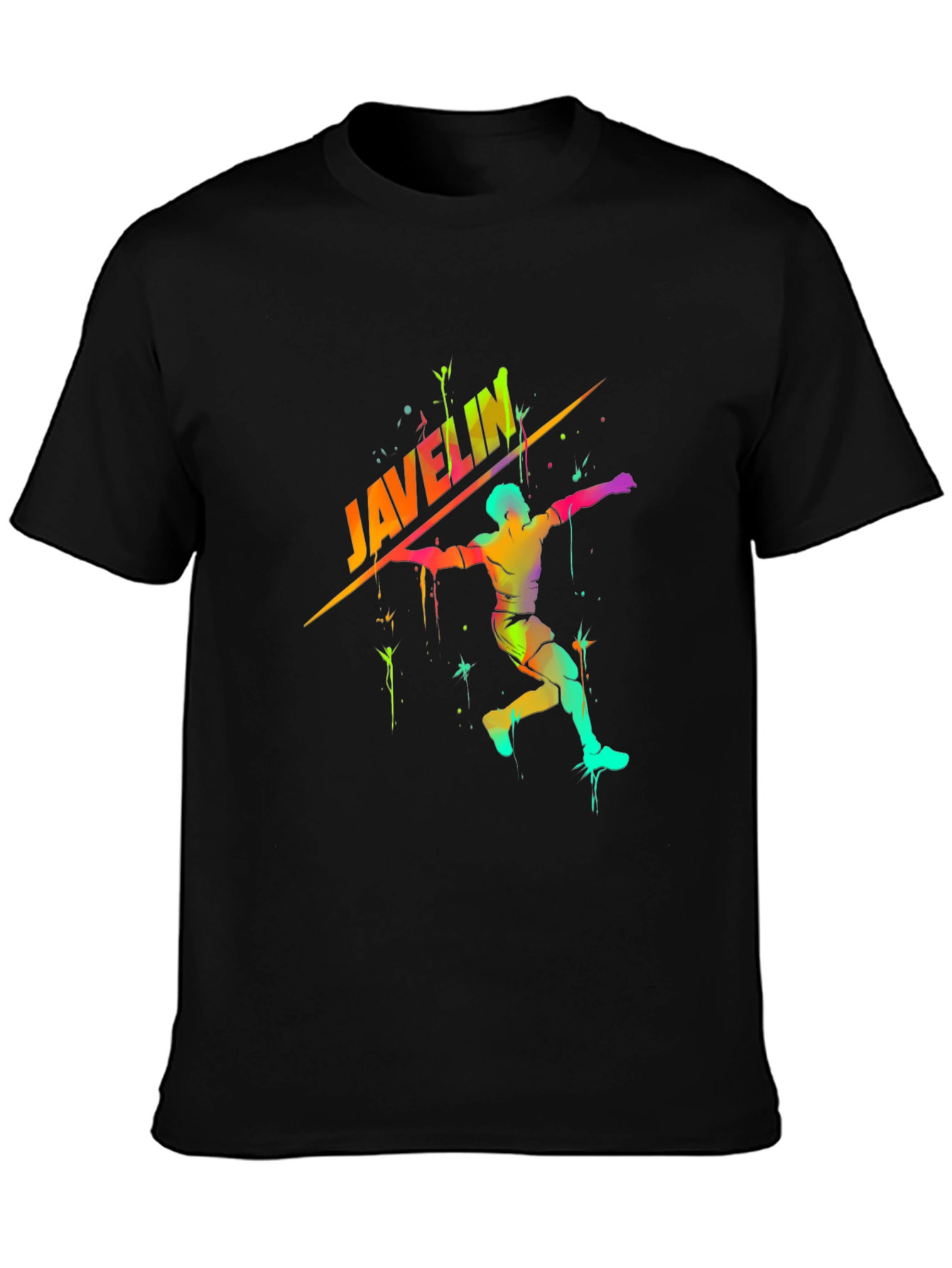 Javelin Thrower Graphic Tee - Sporty Black T-Shirt