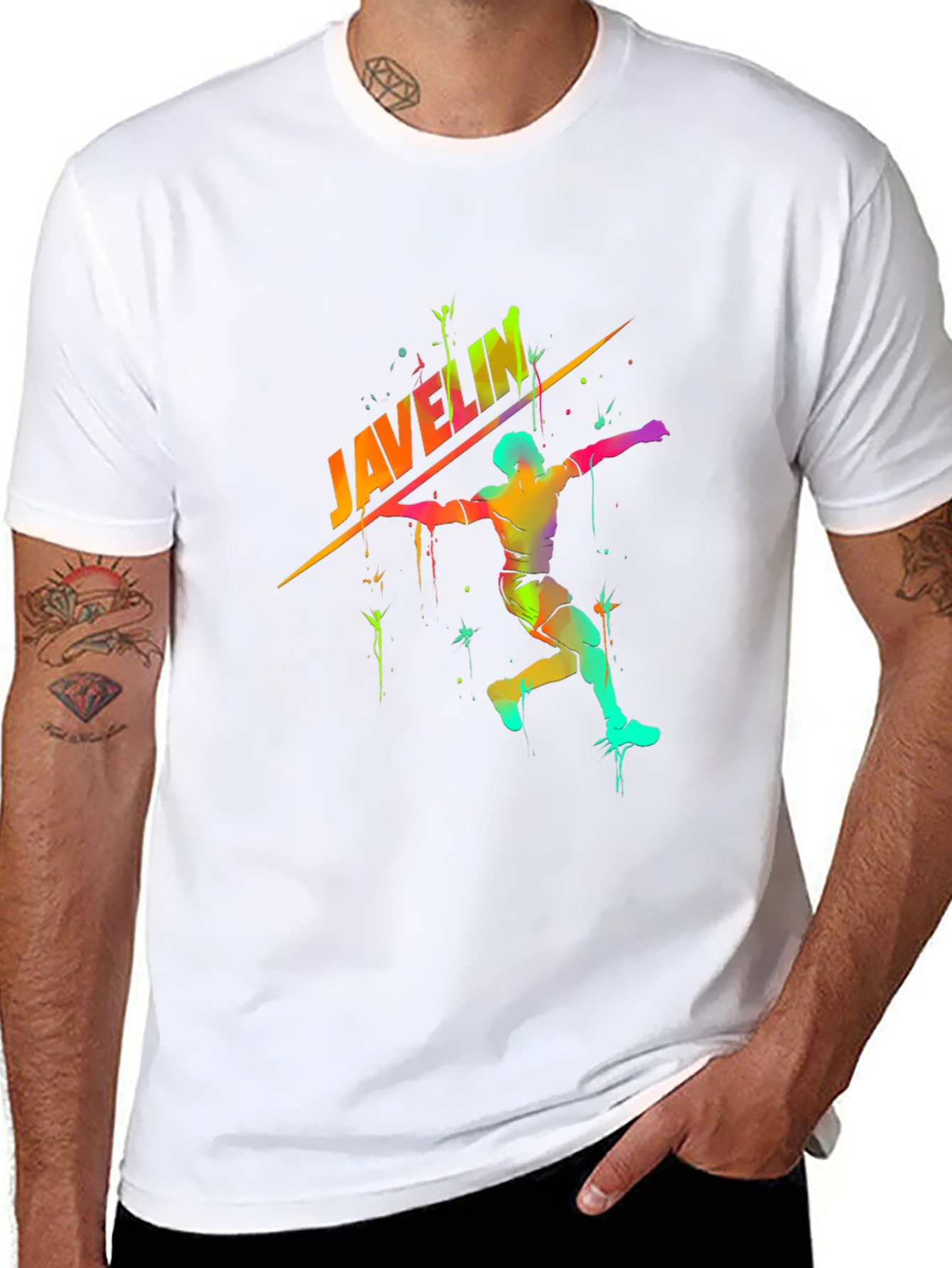 Javelin Thrower Graphic Tee - Sporty Black T-Shirt