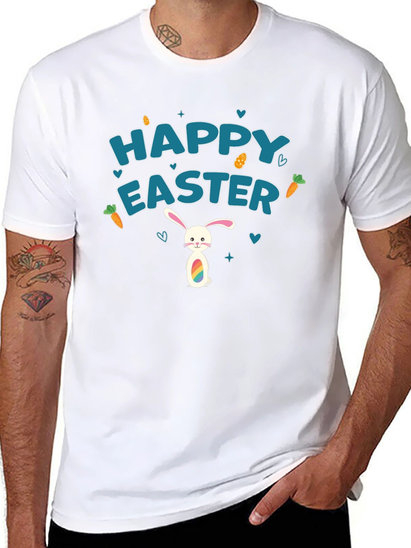 Happy Easter Bunny Graphic Tee - Black