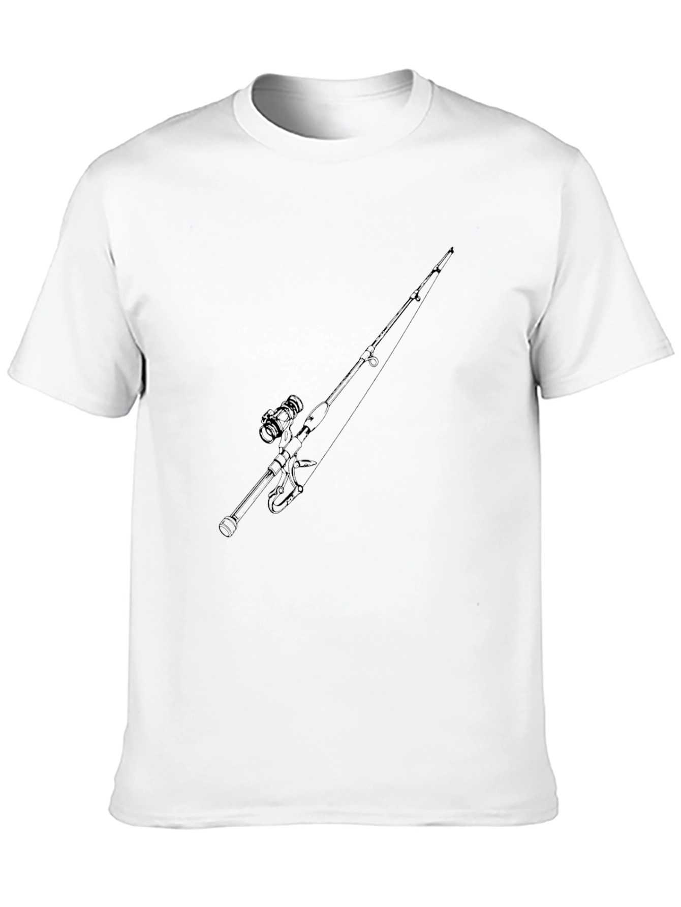 Fishing Rod Graphic Tee - Black Cotton T-Shirt