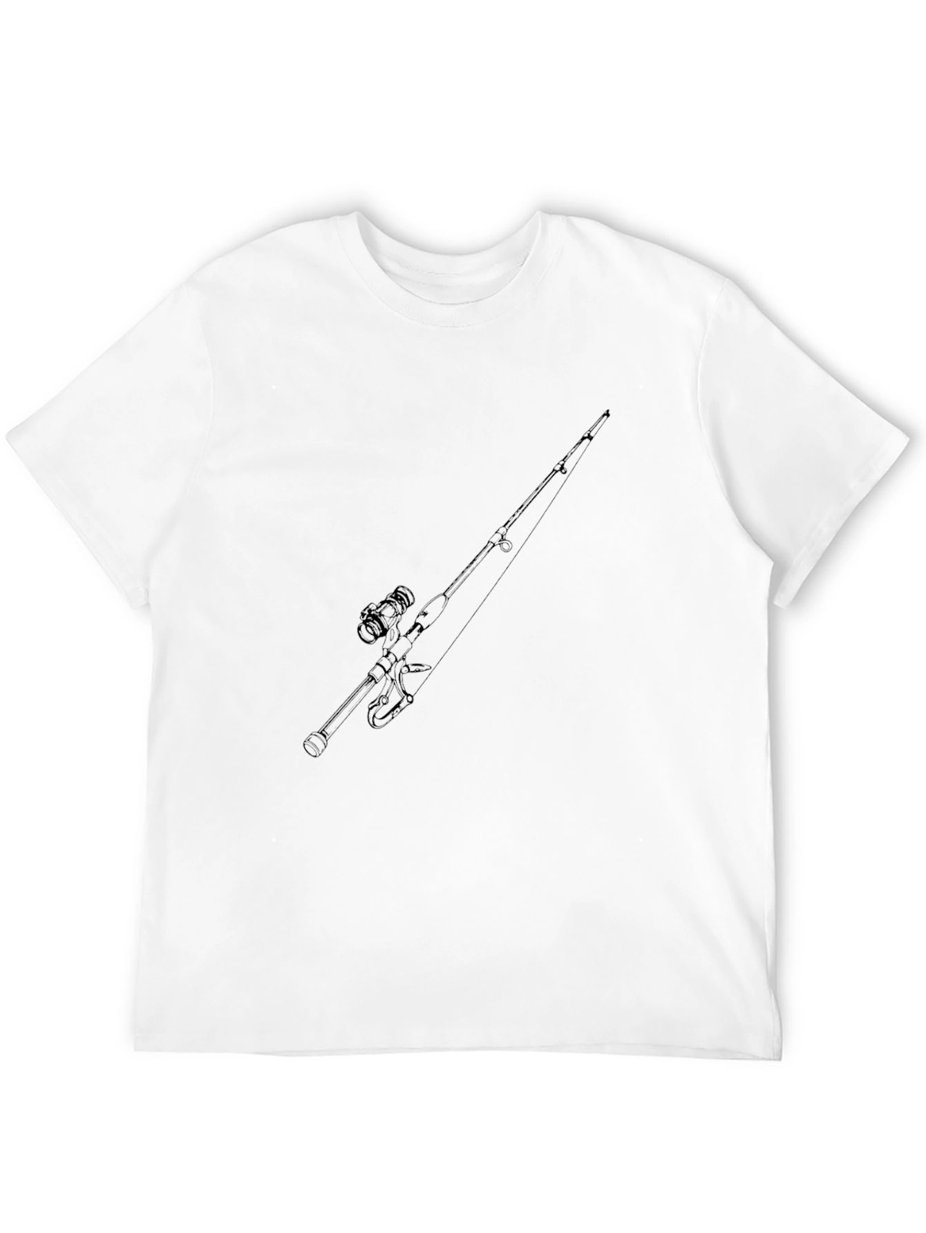 Fishing Rod Graphic Tee - Black Cotton T-Shirt