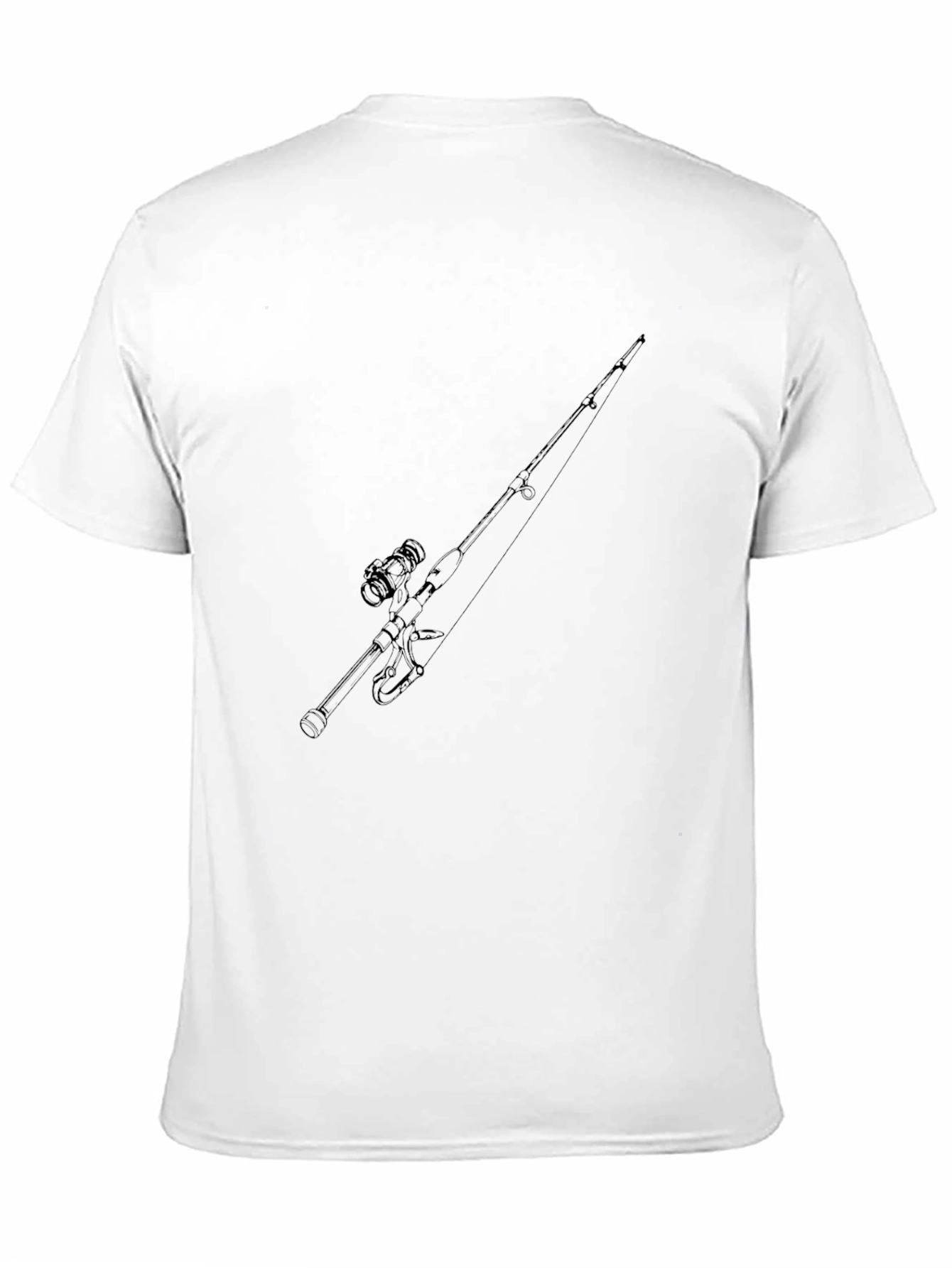 Fishing Rod Graphic Tee - Black Cotton T-Shirt