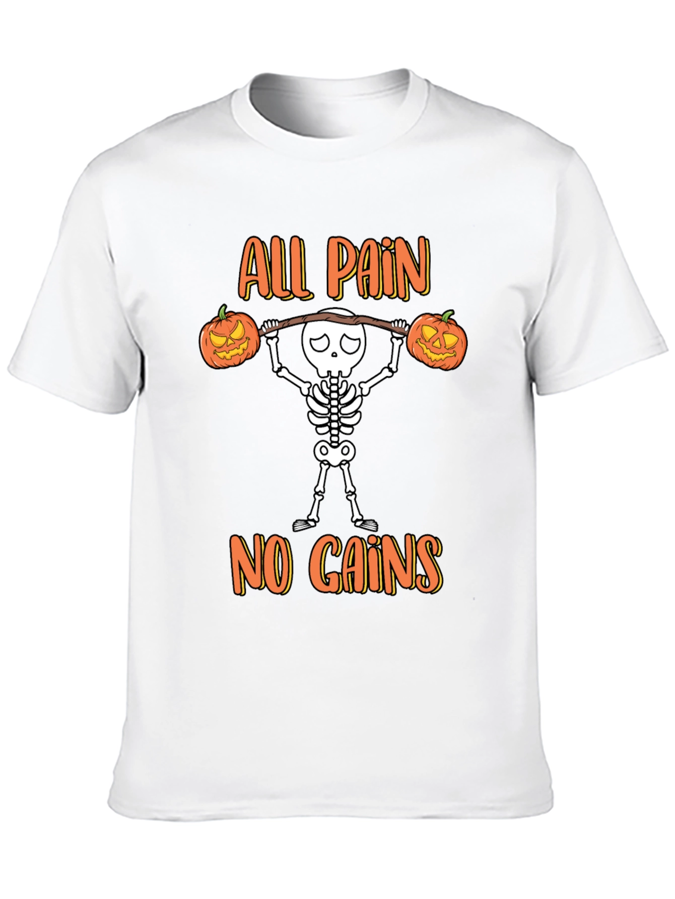 Halloween Skeleton Gym T-Shirt - All Pain No Gains