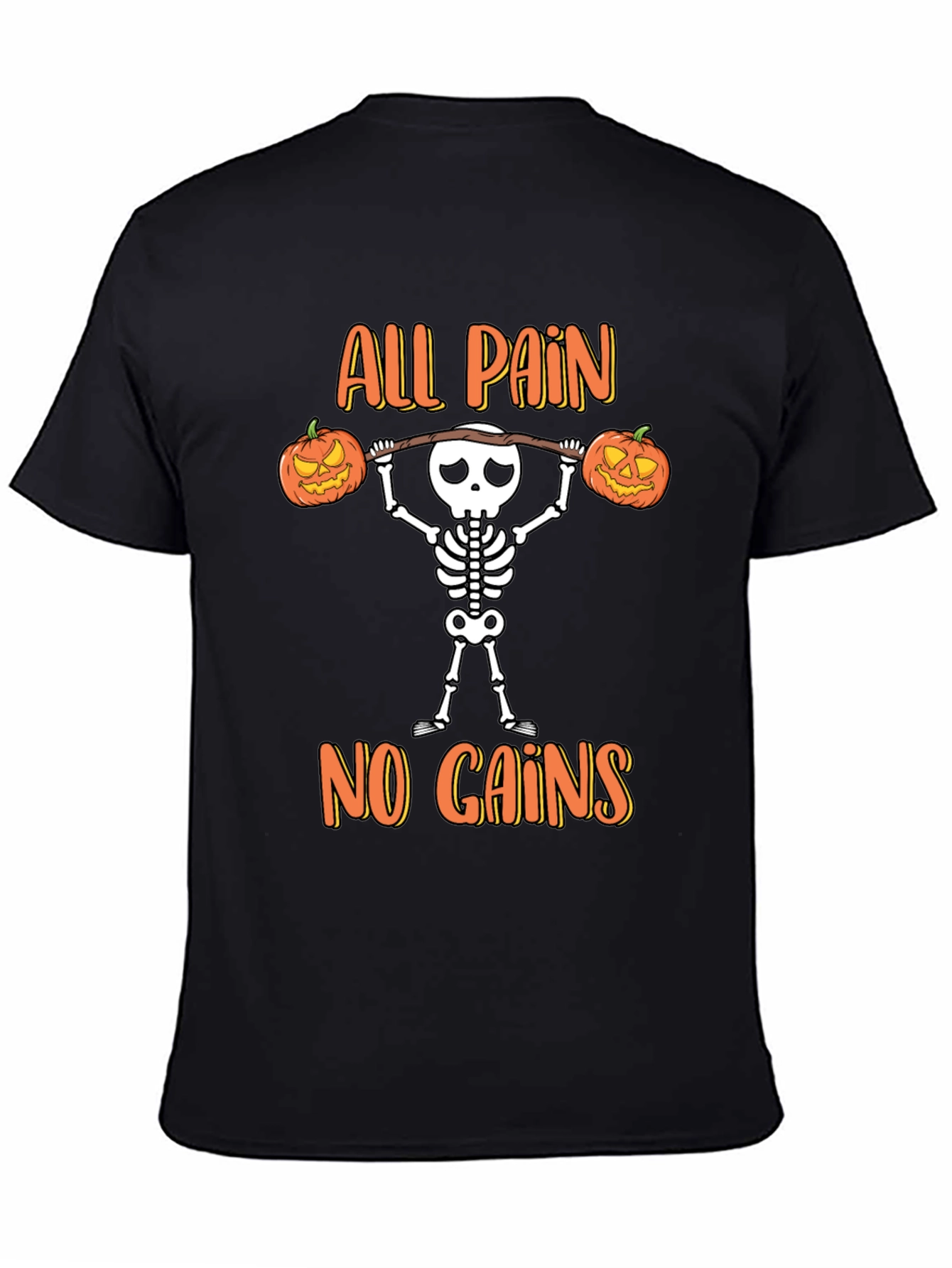 Halloween Skeleton Gym T-Shirt - All Pain No Gains