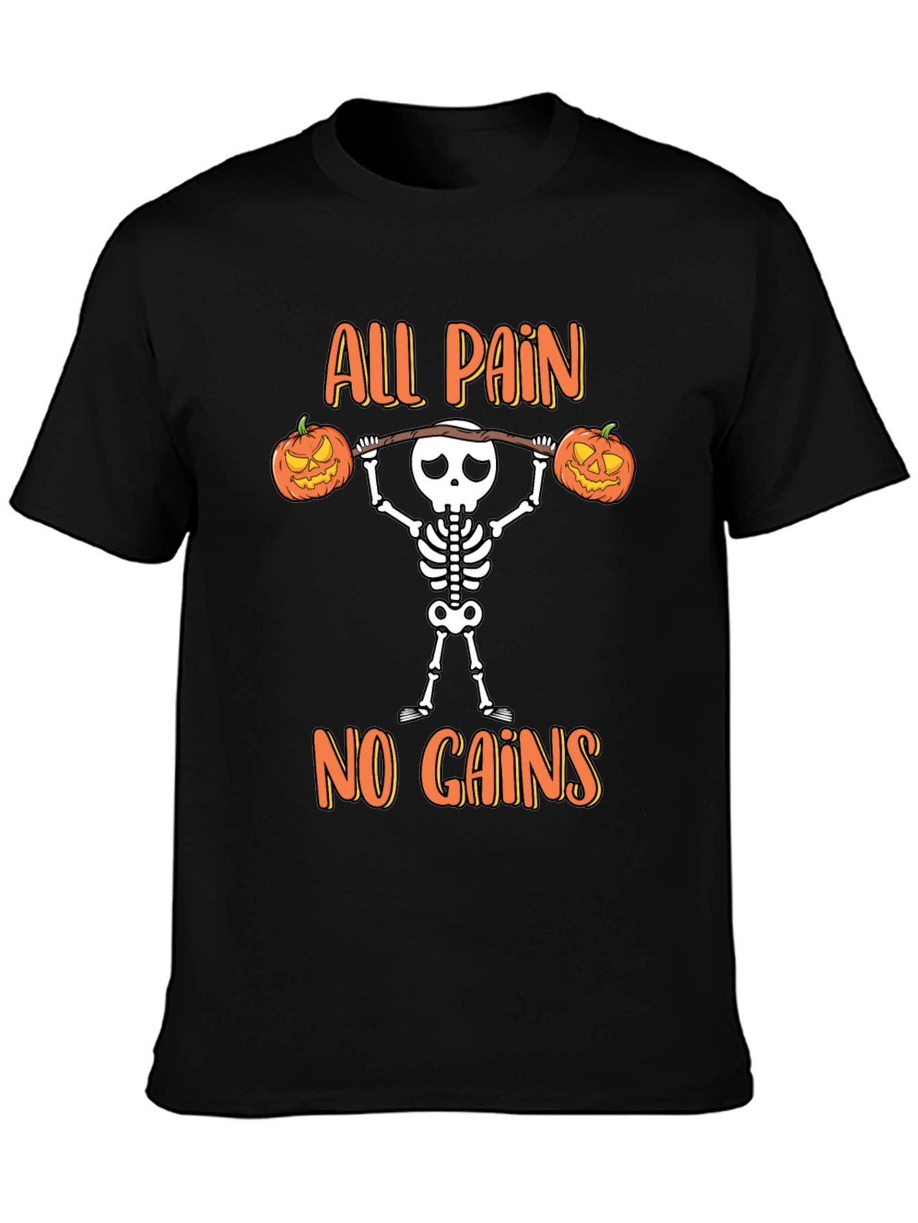 Halloween Skeleton Gym T-Shirt - All Pain No Gains