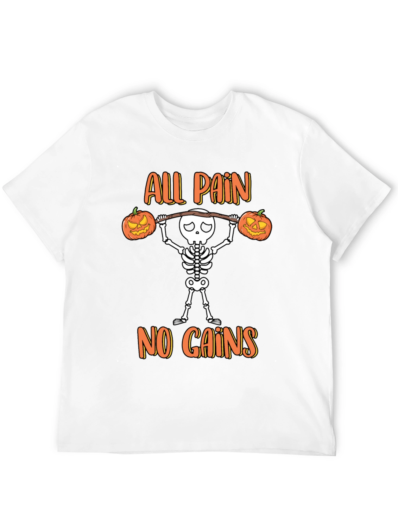 Halloween Skeleton Gym T-Shirt - All Pain No Gains