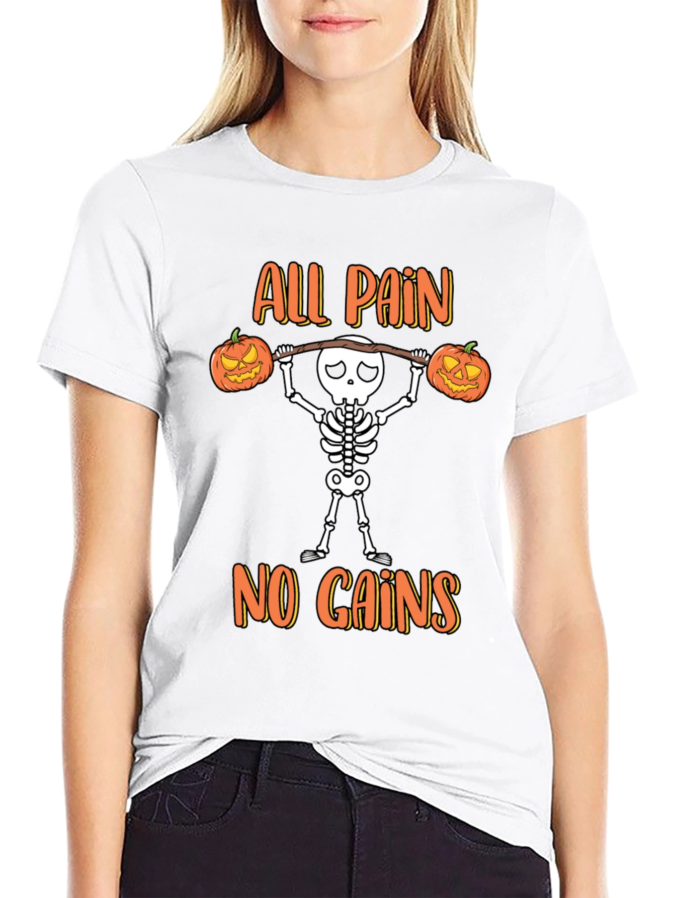 Halloween Skeleton Gym T-Shirt - All Pain No Gains