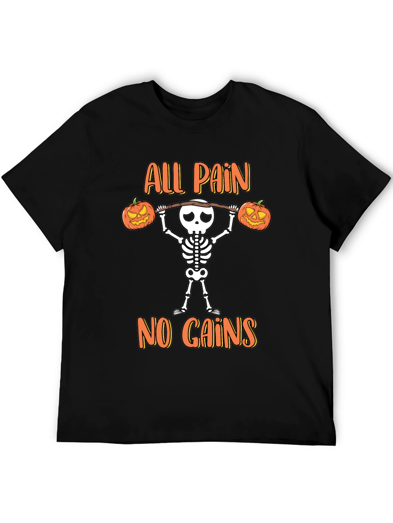 Halloween Skeleton Gym T-Shirt - All Pain No Gains