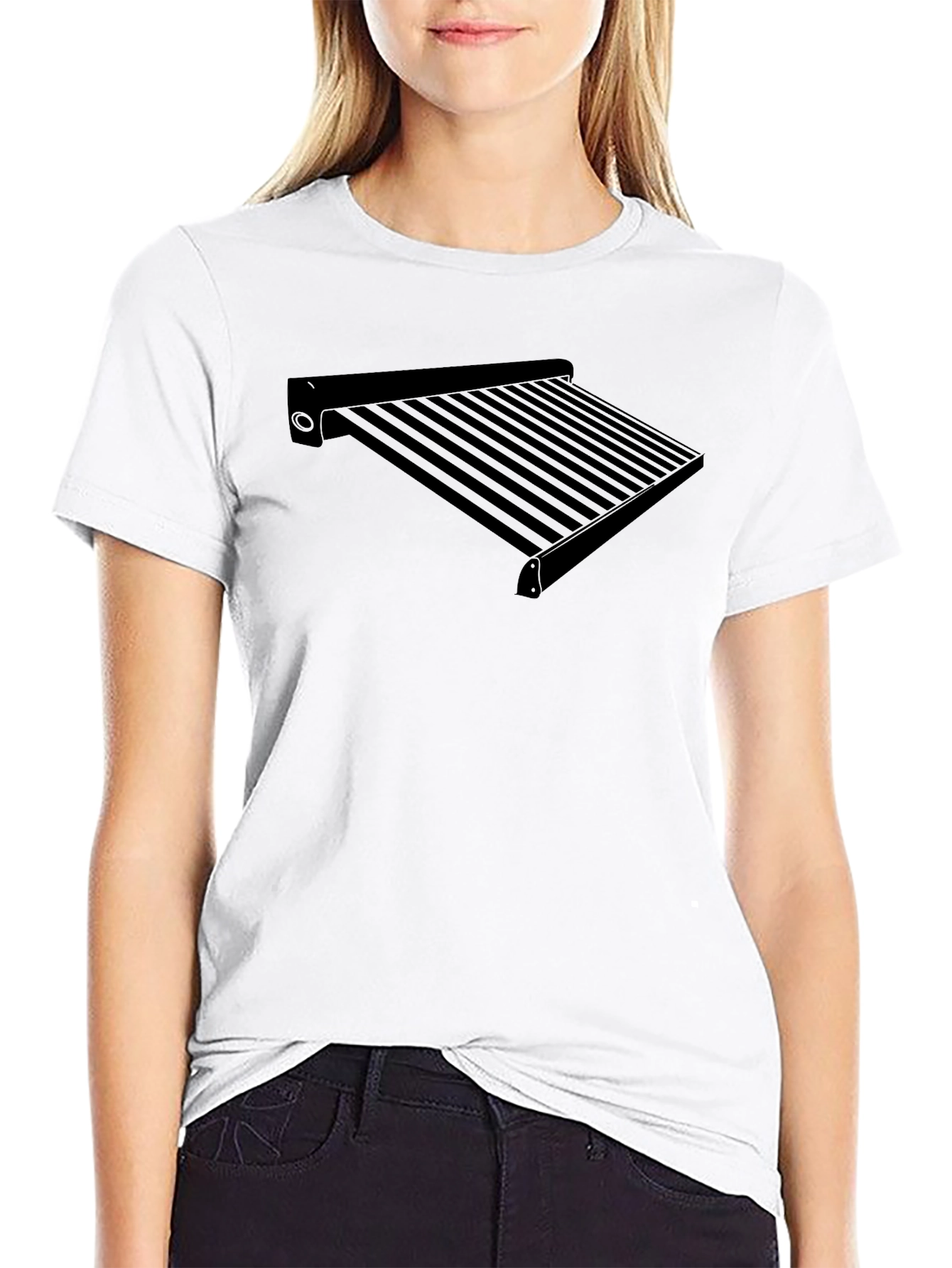 Stylish Black T-Shirt with Awning Print