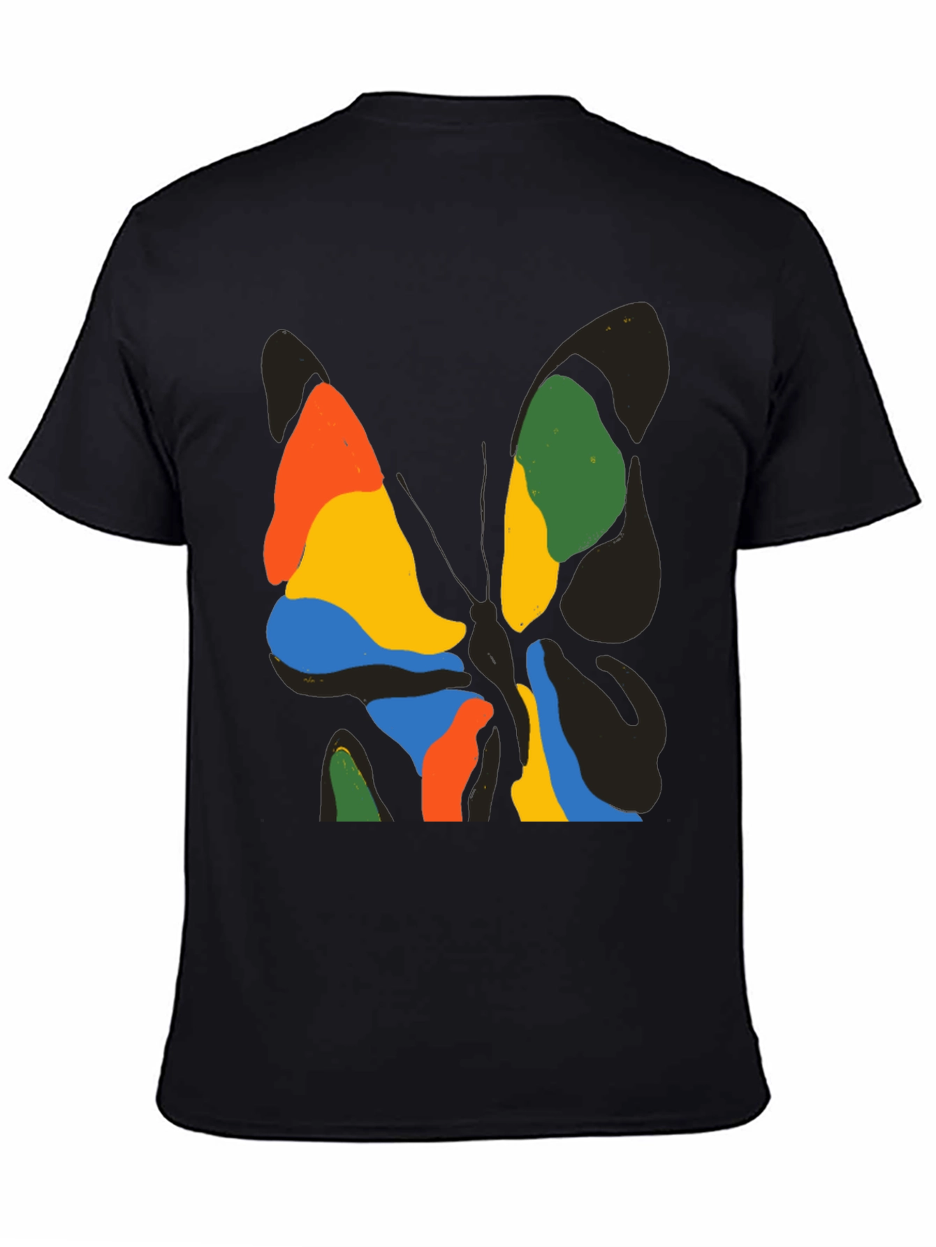 Abstract Butterfly Graphic Black T-Shirt