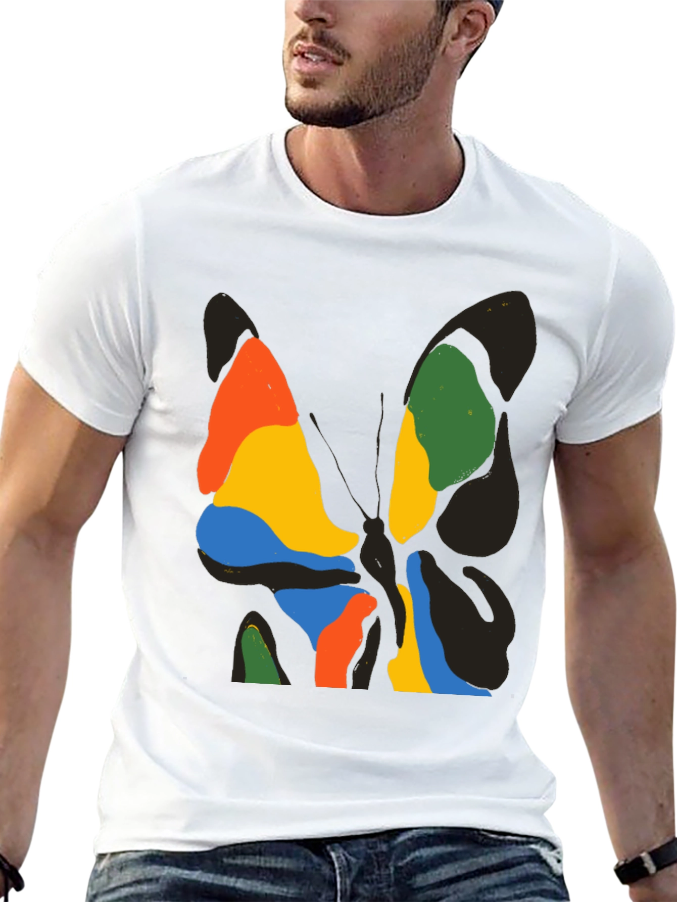 Abstract Butterfly Graphic Black T-Shirt