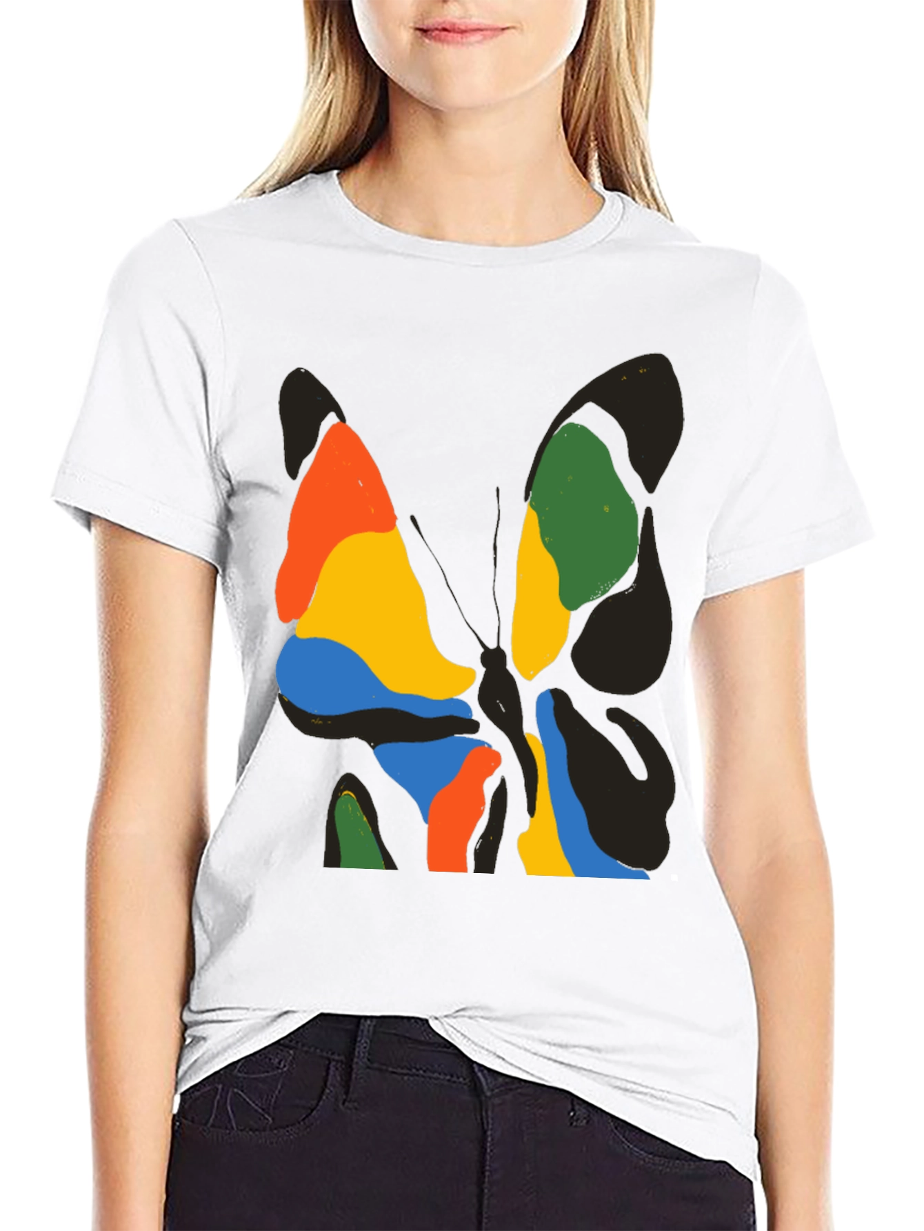 Abstract Butterfly Graphic Black T-Shirt