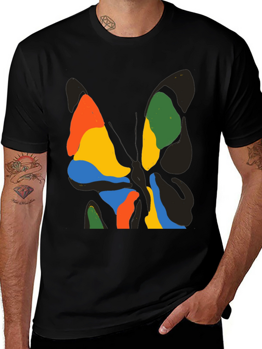 Abstract Butterfly Graphic Black T-Shirt