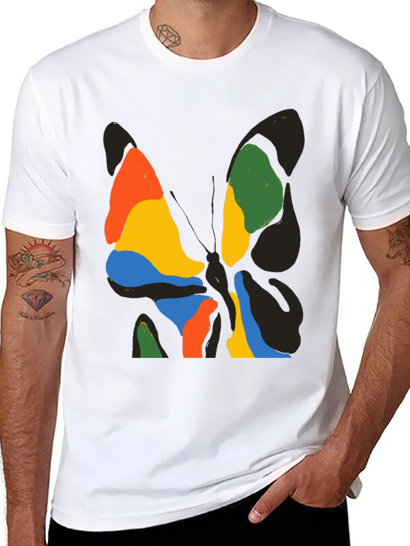 Abstract Butterfly Graphic Black T-Shirt