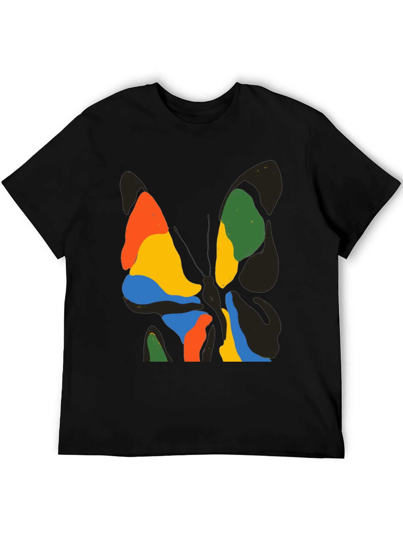 Abstract Butterfly Graphic Black T-Shirt