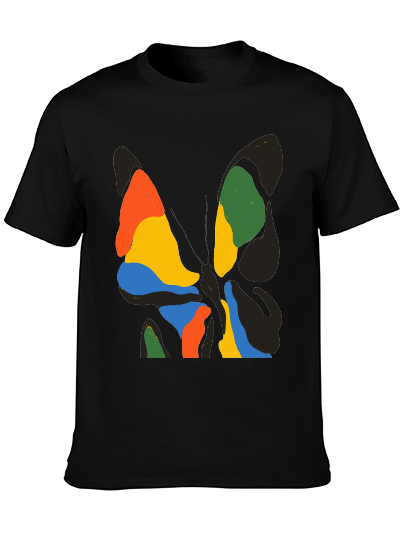 Abstract Butterfly Graphic Black T-Shirt